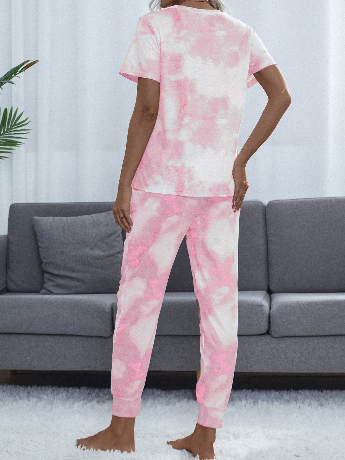 Zephariel Tie-Dye Round Neck Short Sleeve Top and Pants