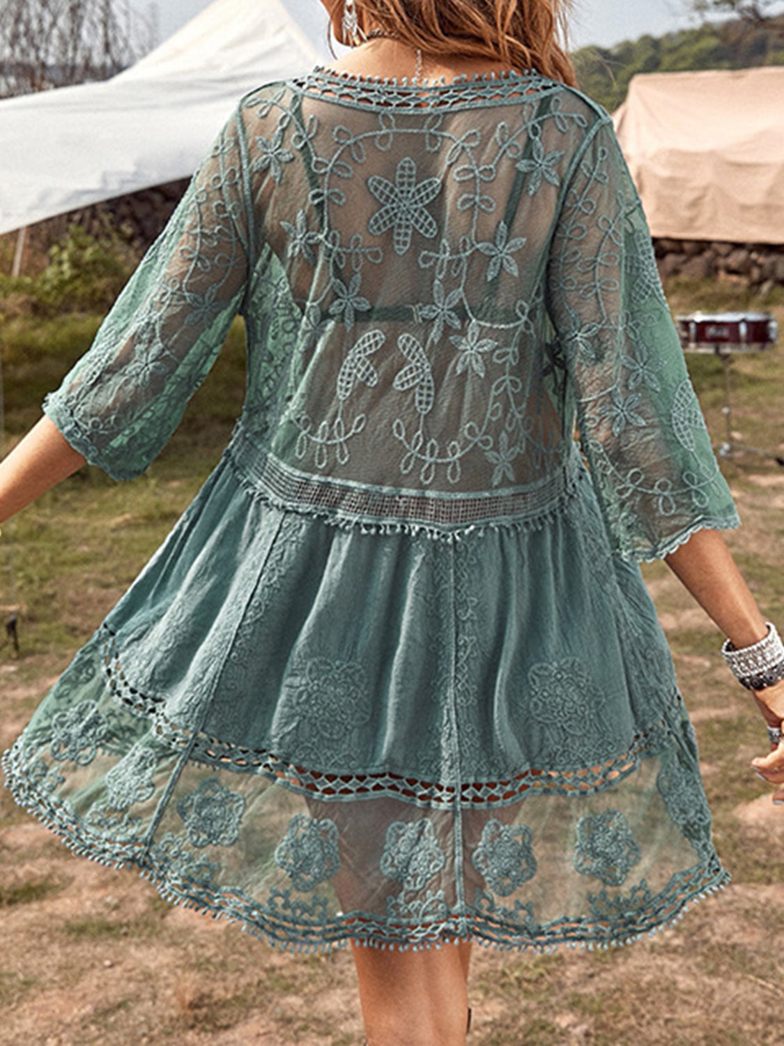 Zephariel Lace Detail Plunge Cover-Up Dress