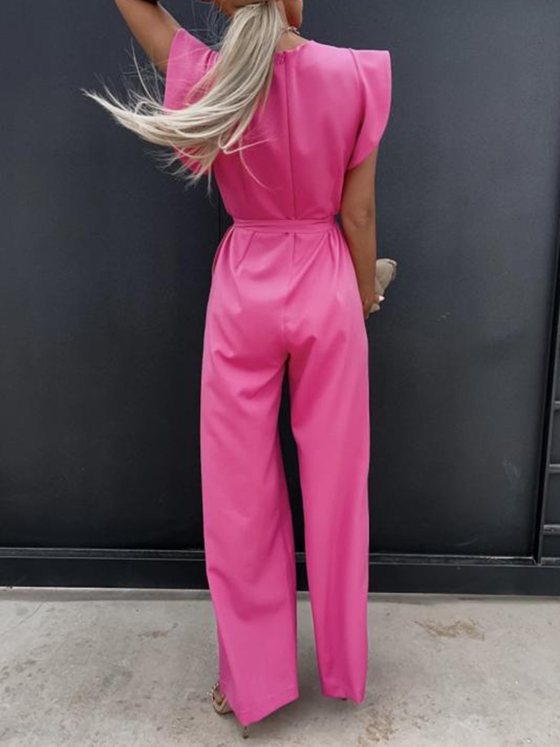 Zephariel Ruffled Round Neck Cap Sleeve Jumpsuit