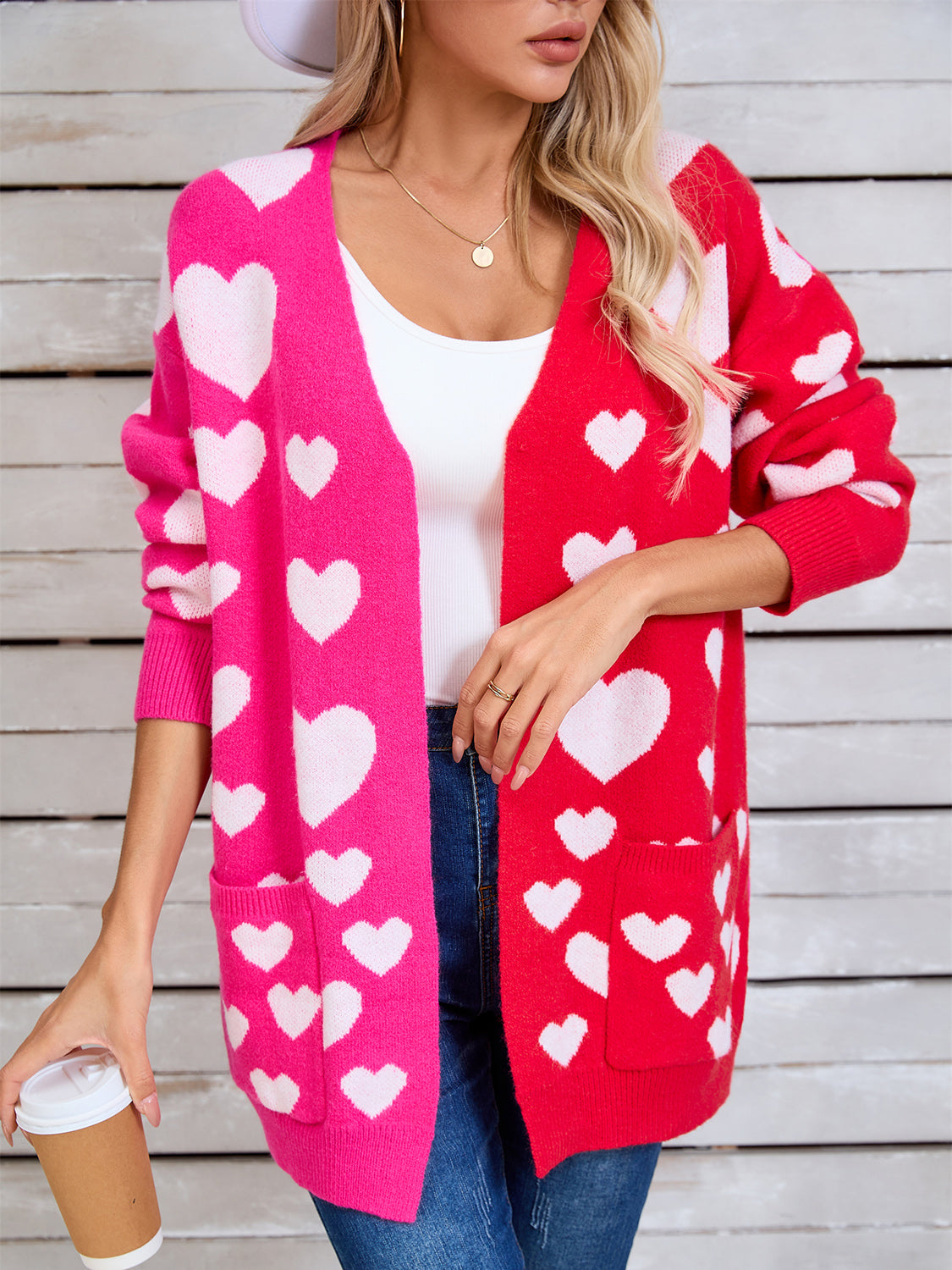 Zephariel Heart Open Front Long Sleeve Cardigan