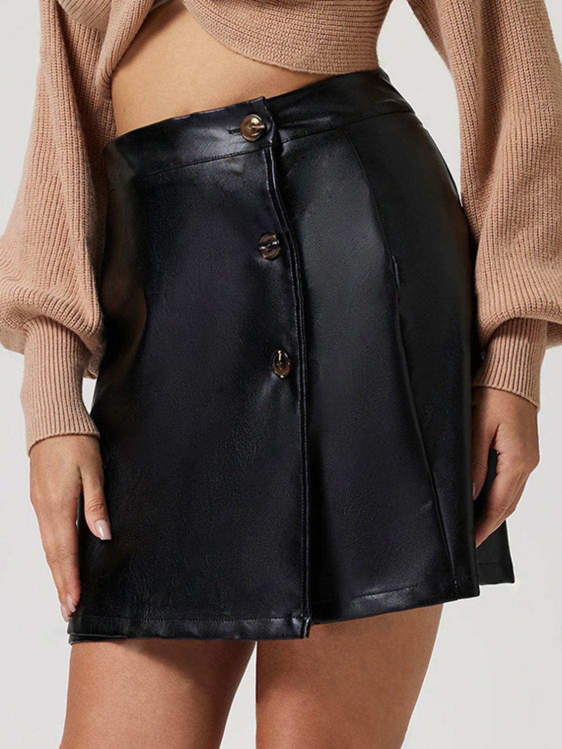 Zephariel Buttoned High Rise Mini Skirt