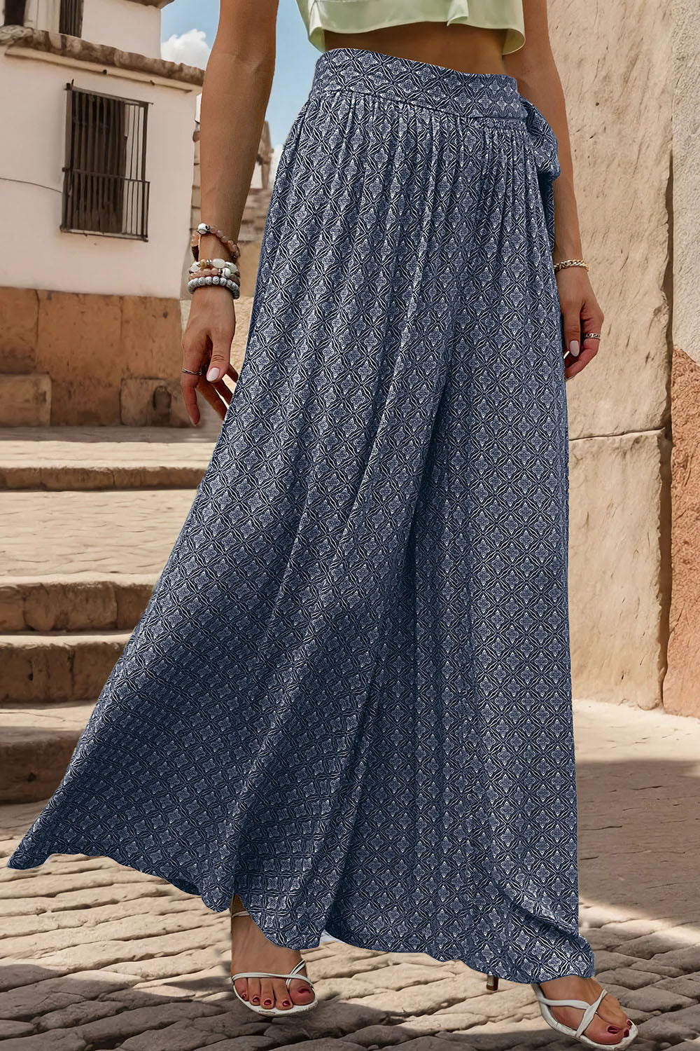 Zephariel Printed Tied Wide Leg Pants