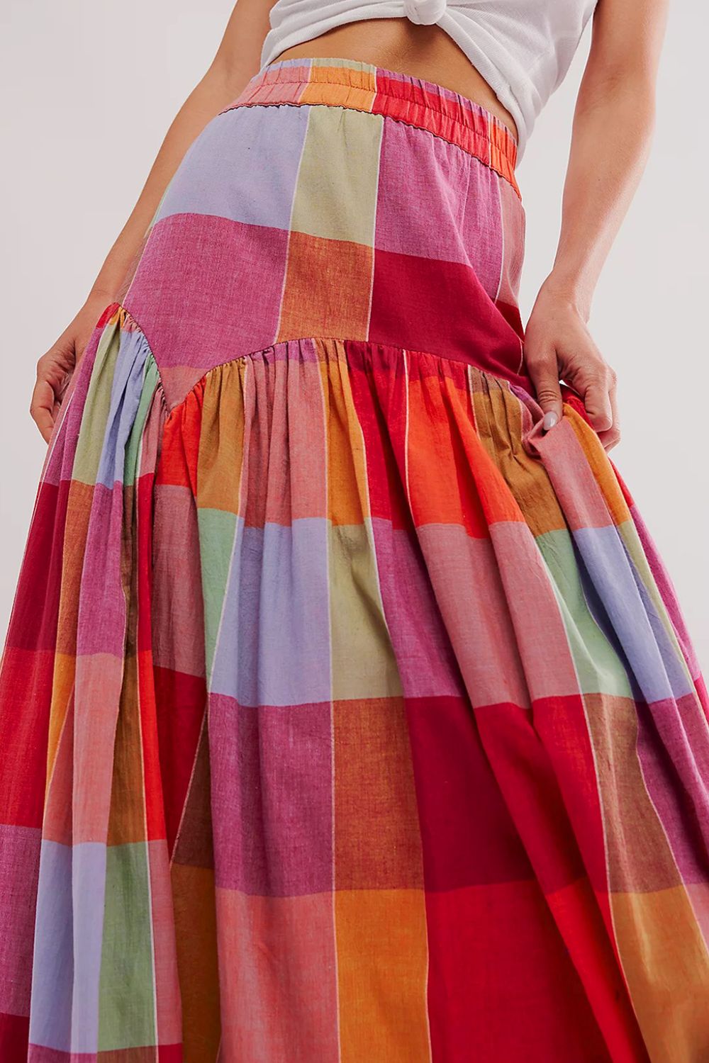 Zephariel Color Block Elastic Waist Maxi Skirt