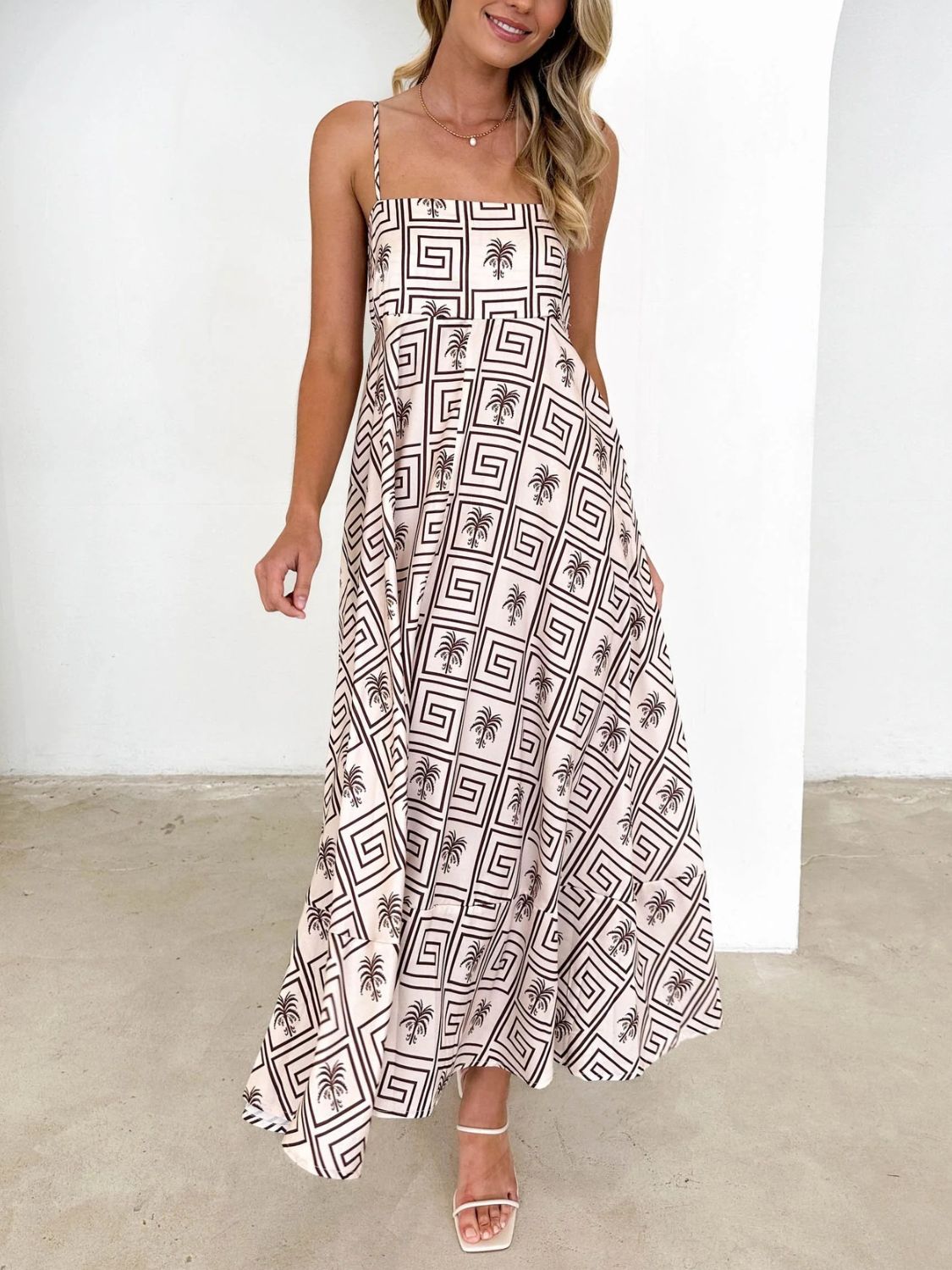 Zephariel Printed Square Neck Cami Dress