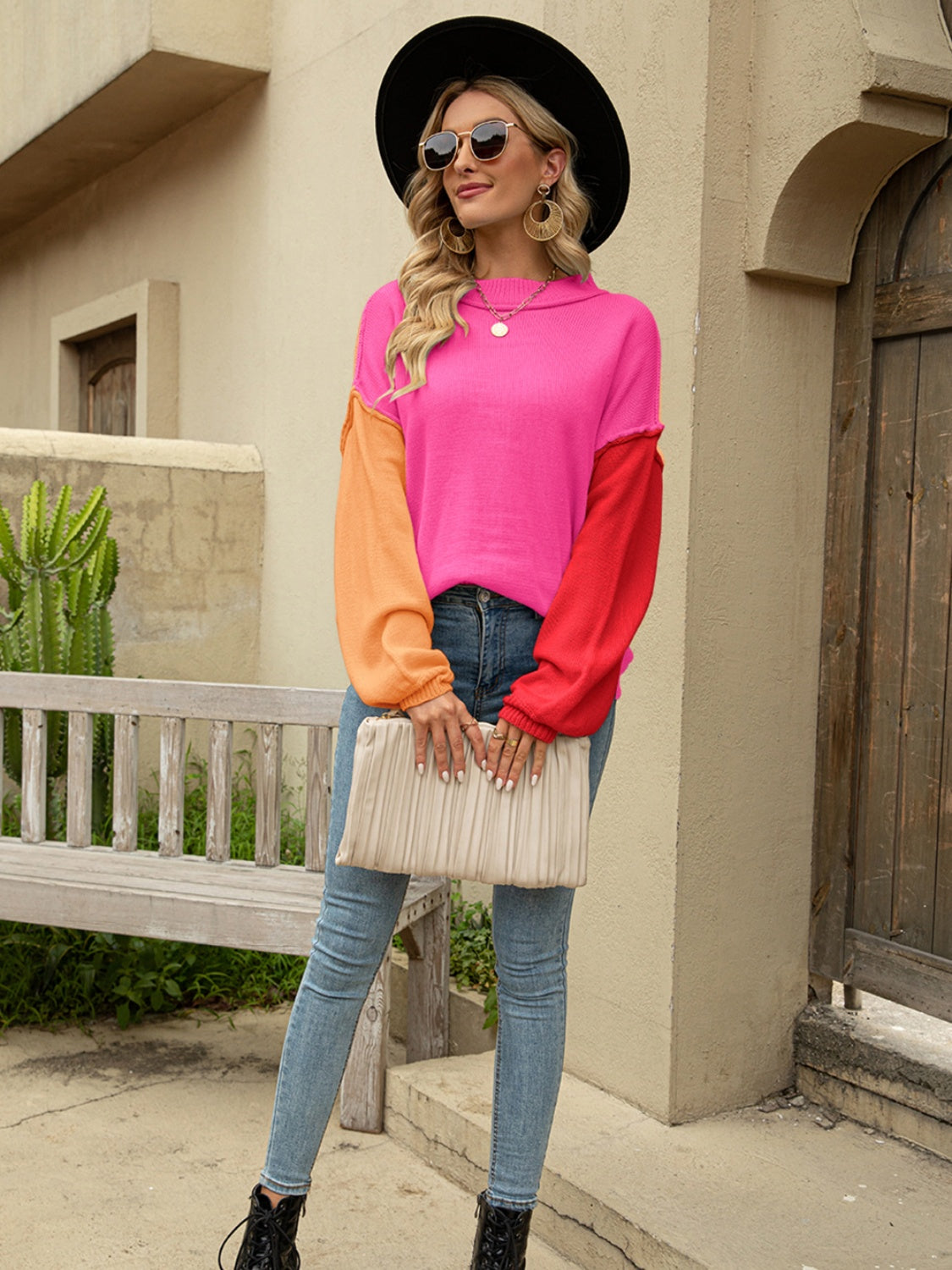 Zephariel Color Block Dropped Shoulder Sweater