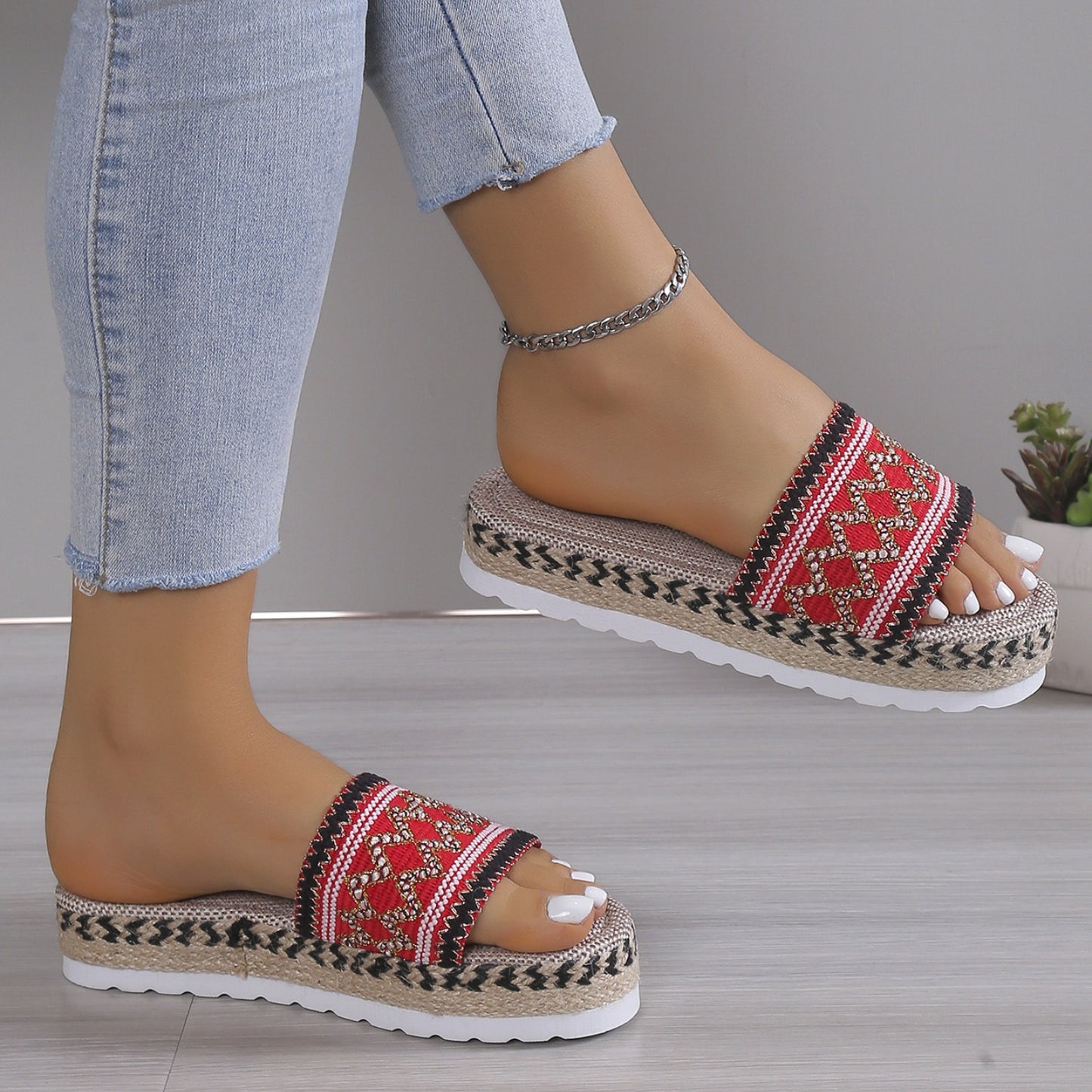 Zephariel Geometric Weave Platform Sandals