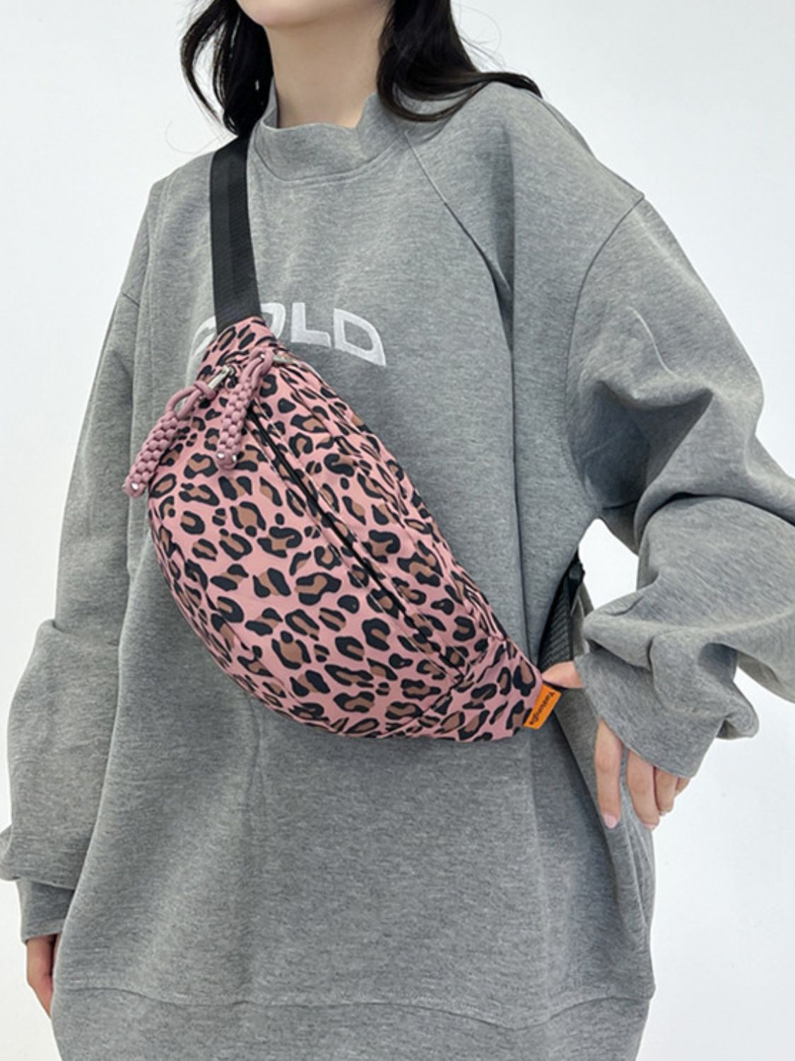 Zephariel Leopard Nylon Crossbody Bag