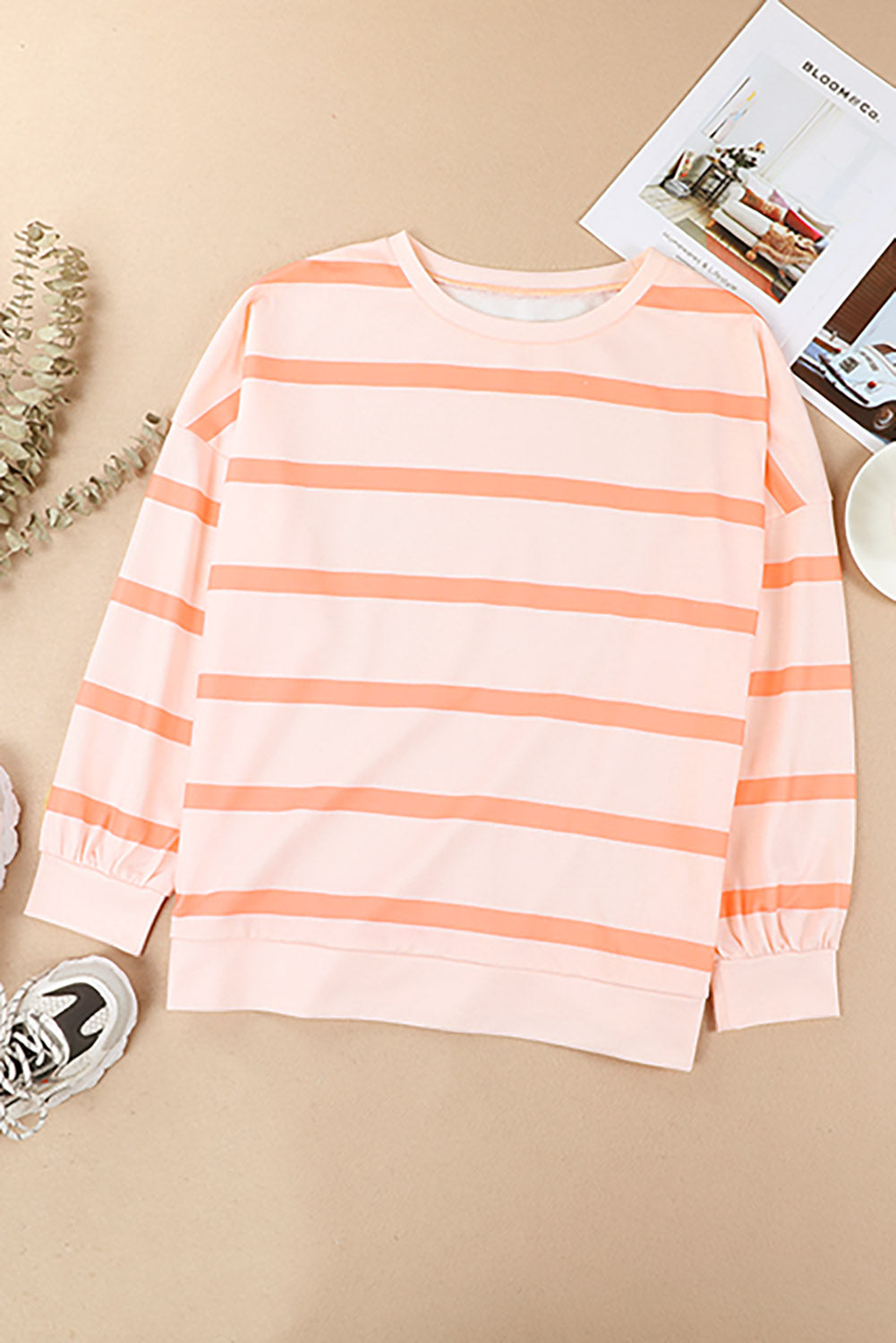 Zephariel Striped Round Neck Long Sleeve Sweatshirt