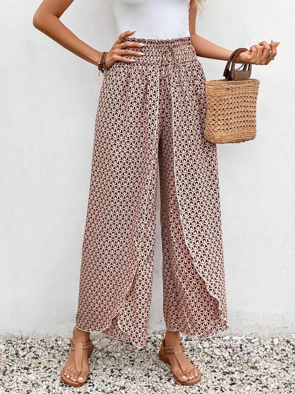 Zephariel Tied Printed Wide Leg Pants