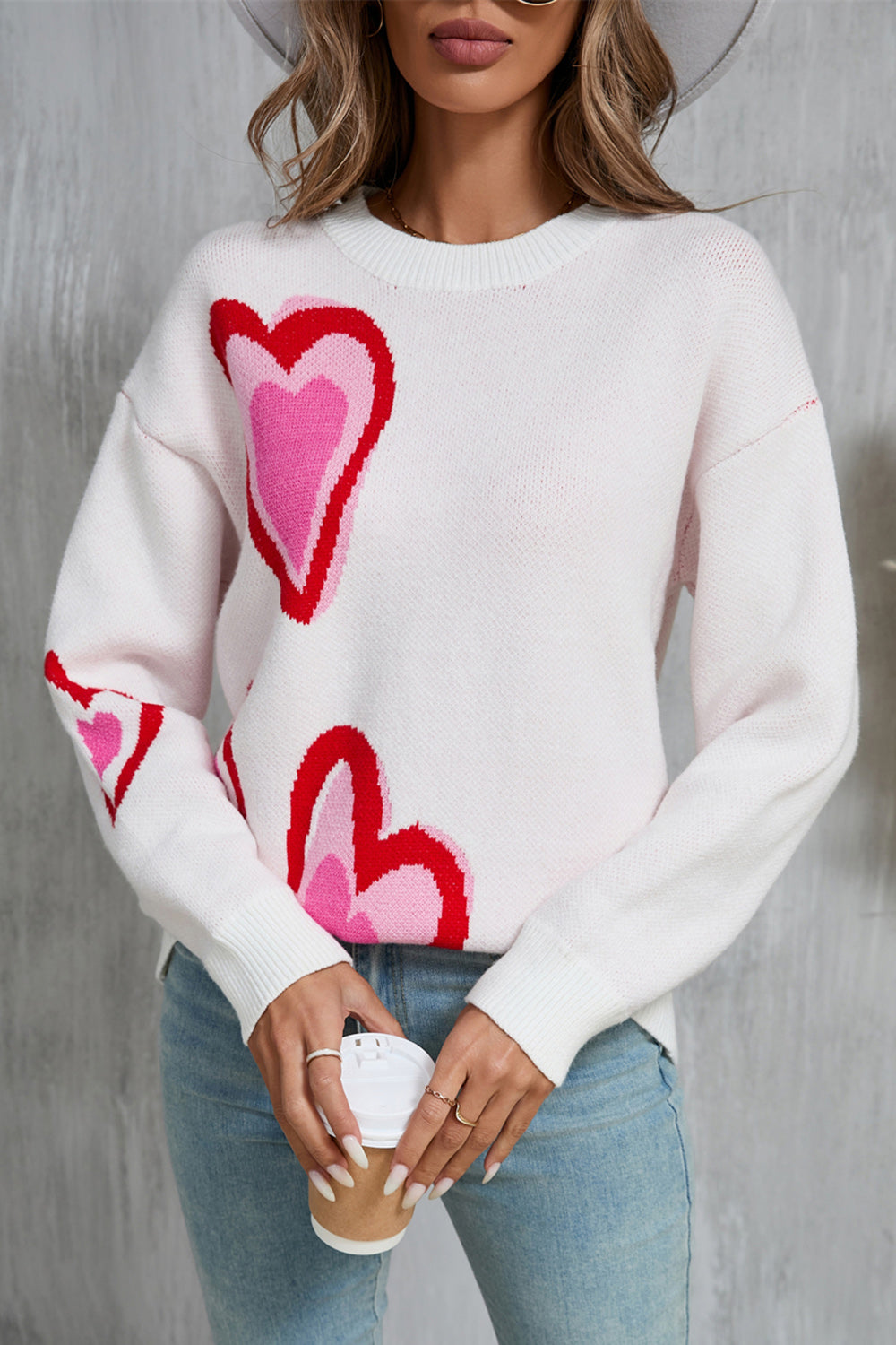 Zephariel Heart Round Neck Long Sleeve Sweater