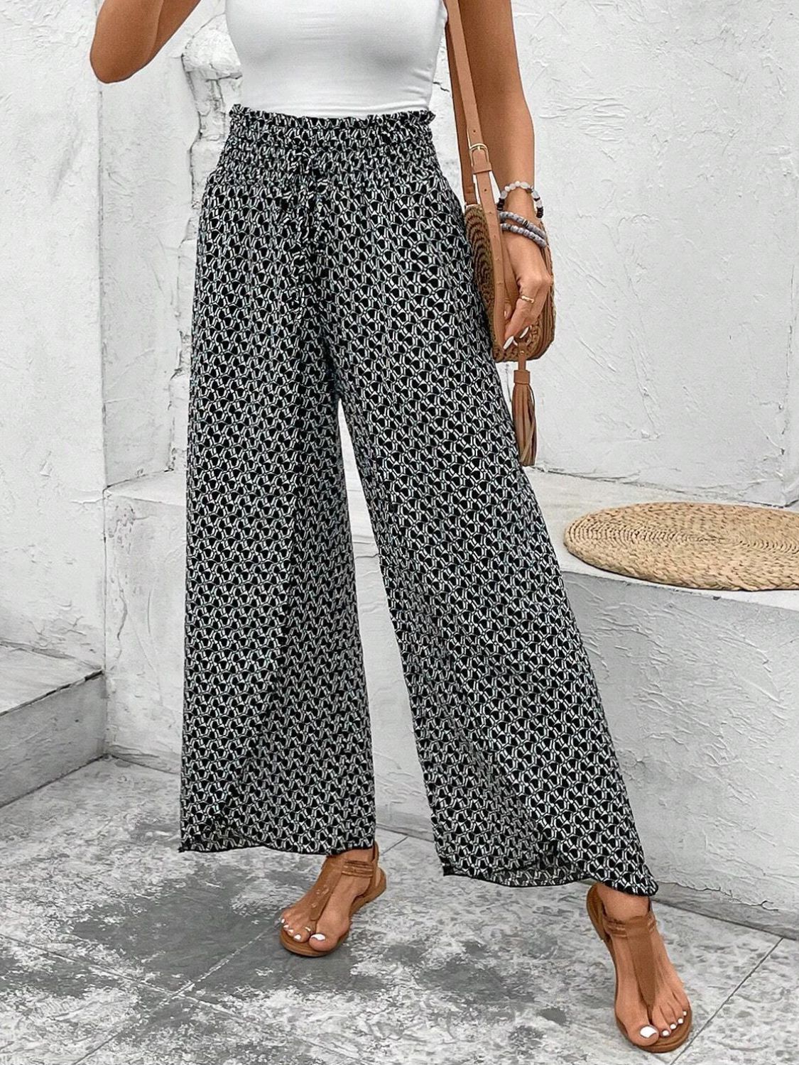 Zephariel Tied Printed Wide Leg Pants