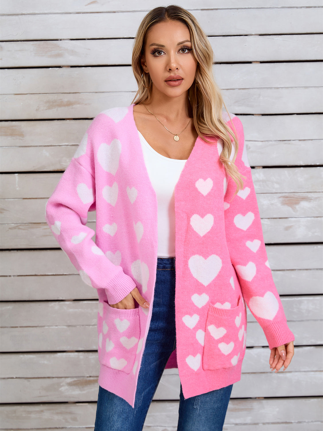 Zephariel Heart Open Front Long Sleeve Cardigan