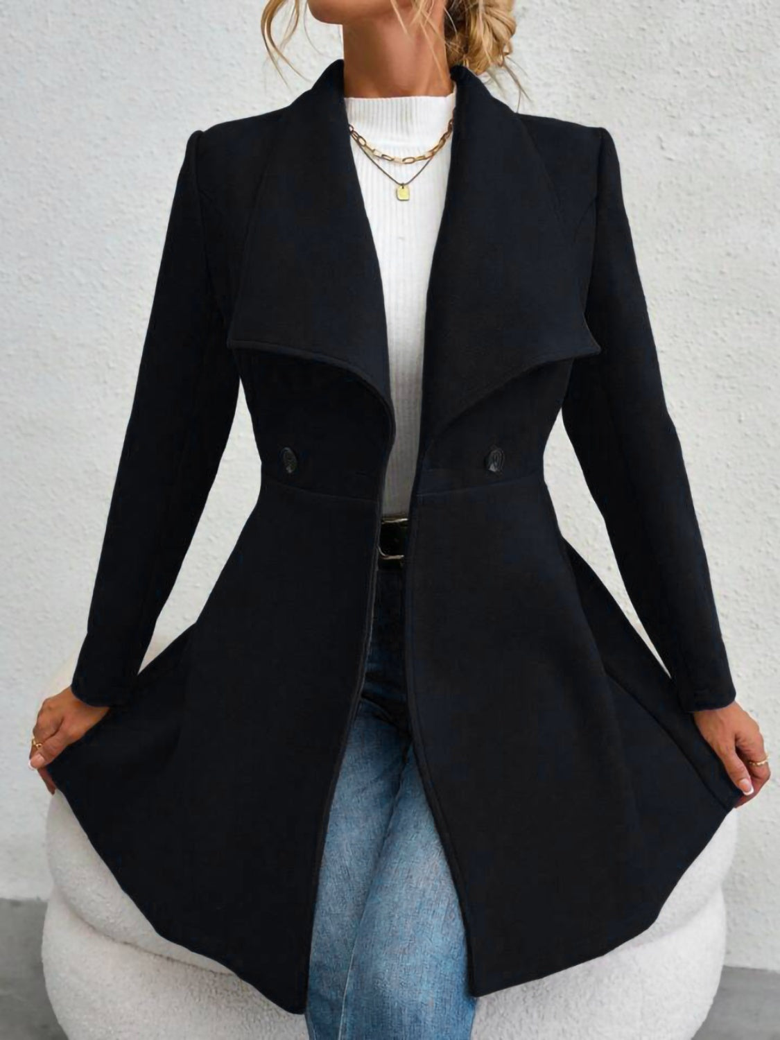 Zephariel Collared Neck Button Up Long Sleeve Coat