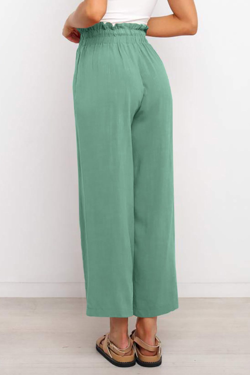 Zephariel Drawstring Paperbag Waist Wide Leg Pants