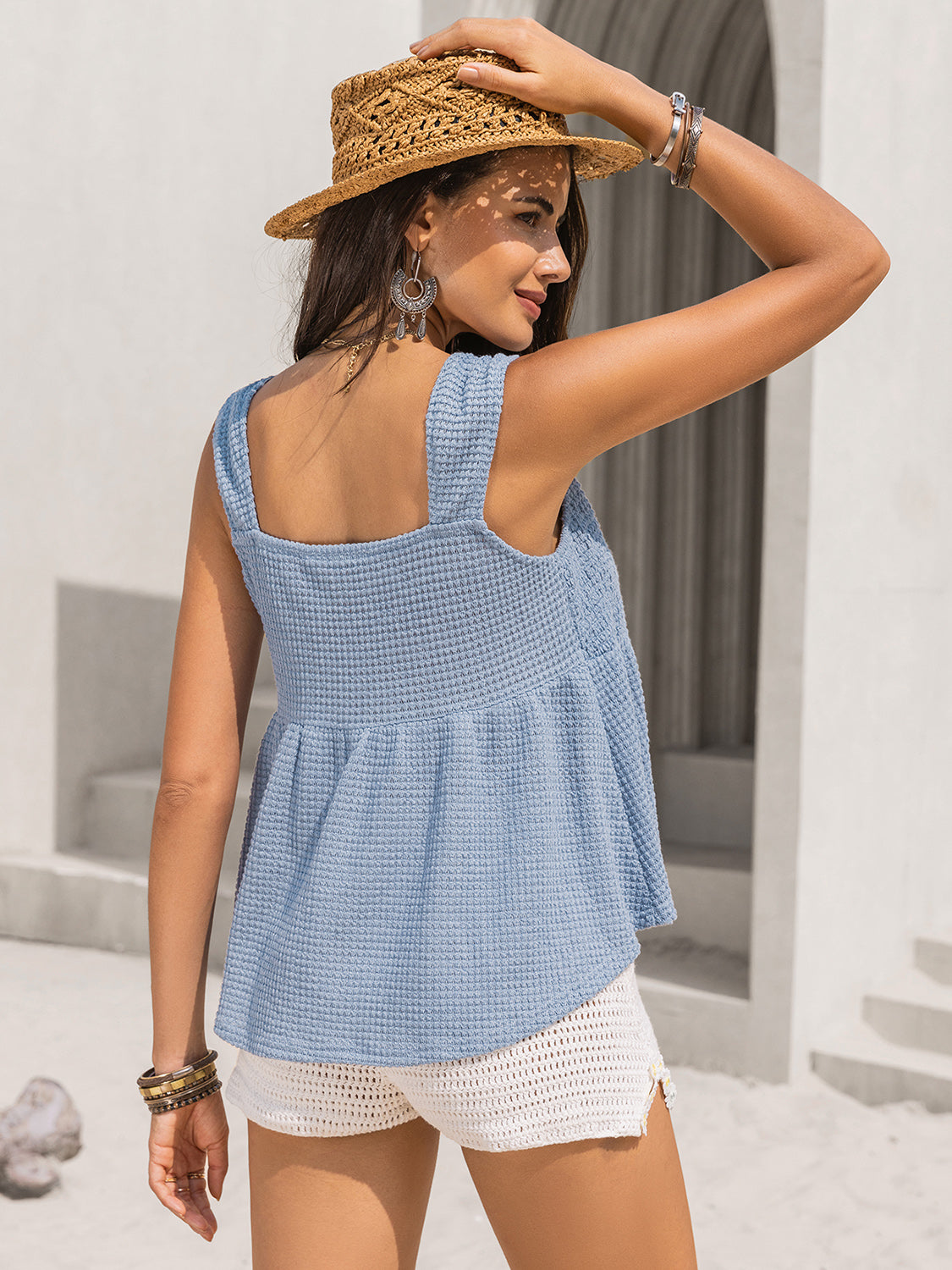 Zephariel Textured Tied V-Neck Tank