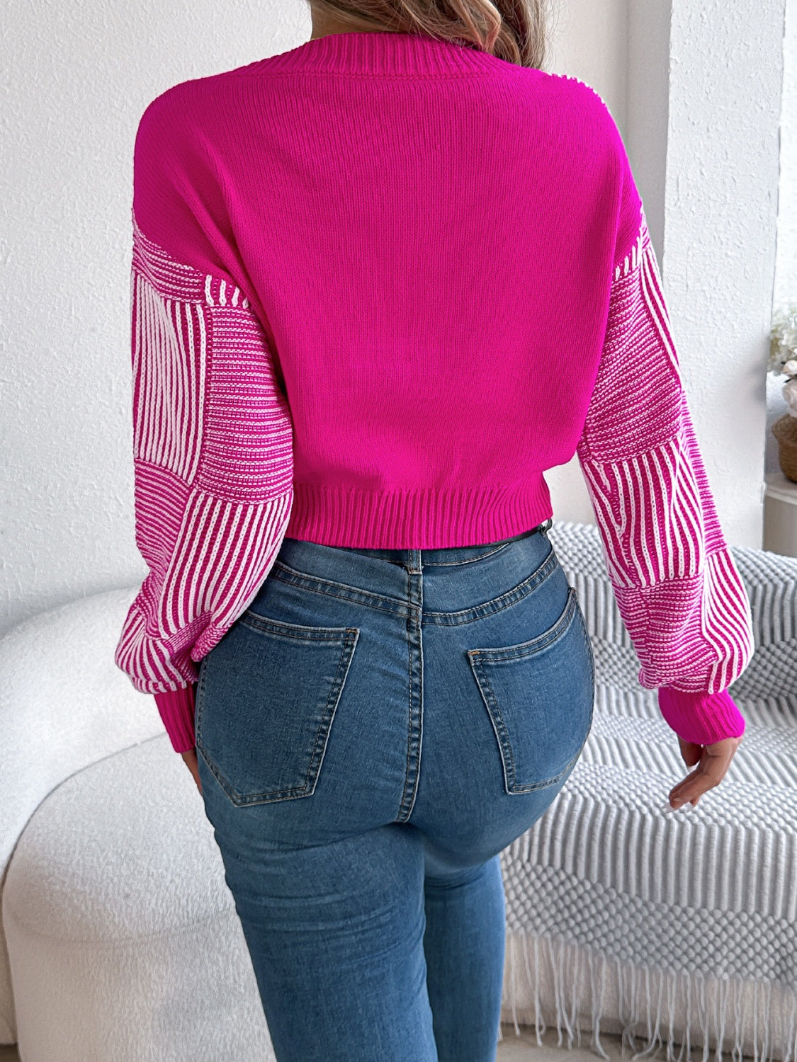 Zephariel Striped V-Neck Long Sleeve Sweater