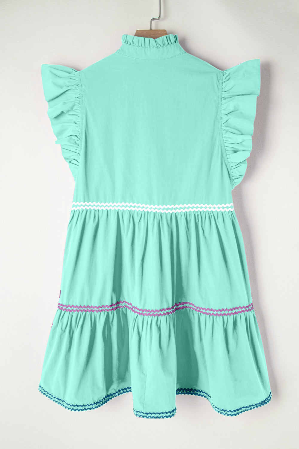 Zephariel Cotton Ruffled Notched Cap Sleeve Mini Dress