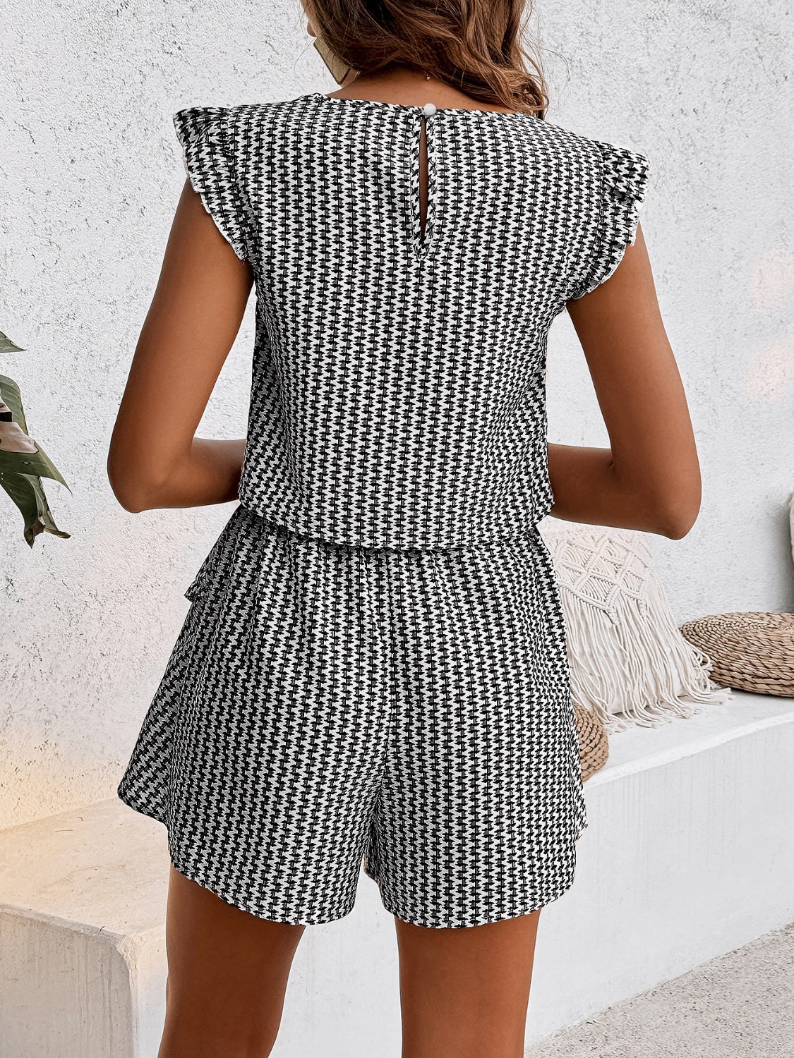 Zephariel Printed Round Neck Top and Layered Shorts Set