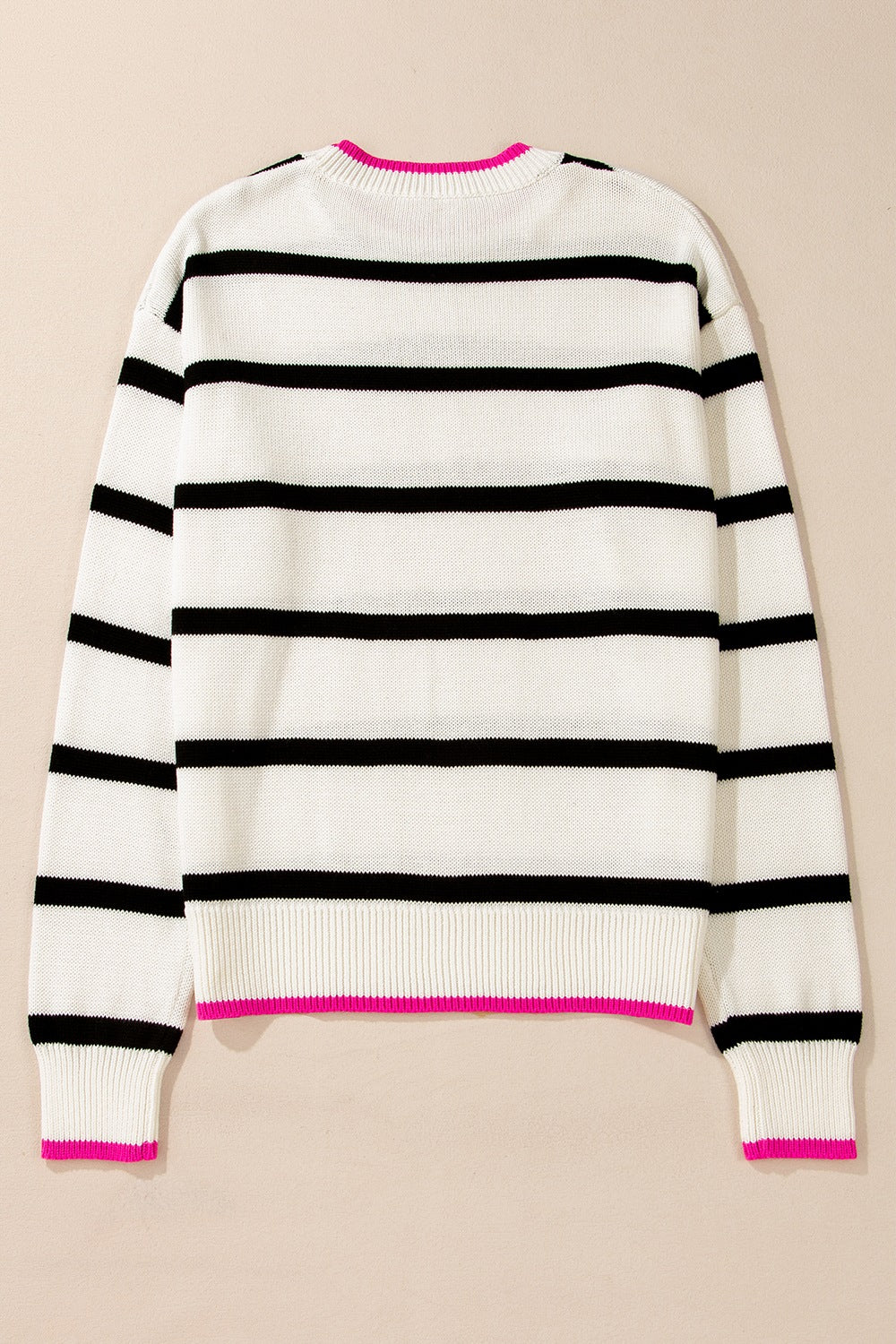 Zephariel Striped Round Neck Drop Shoulder Sweater