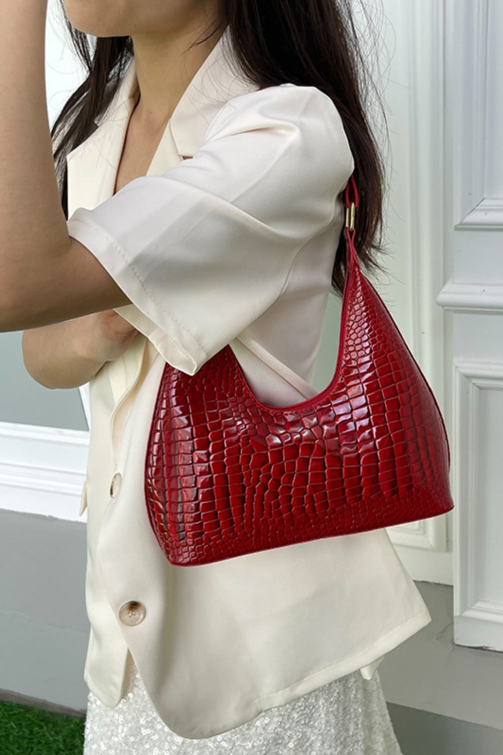 Zephariel PU Leather Stone Texture Shoulder Bag