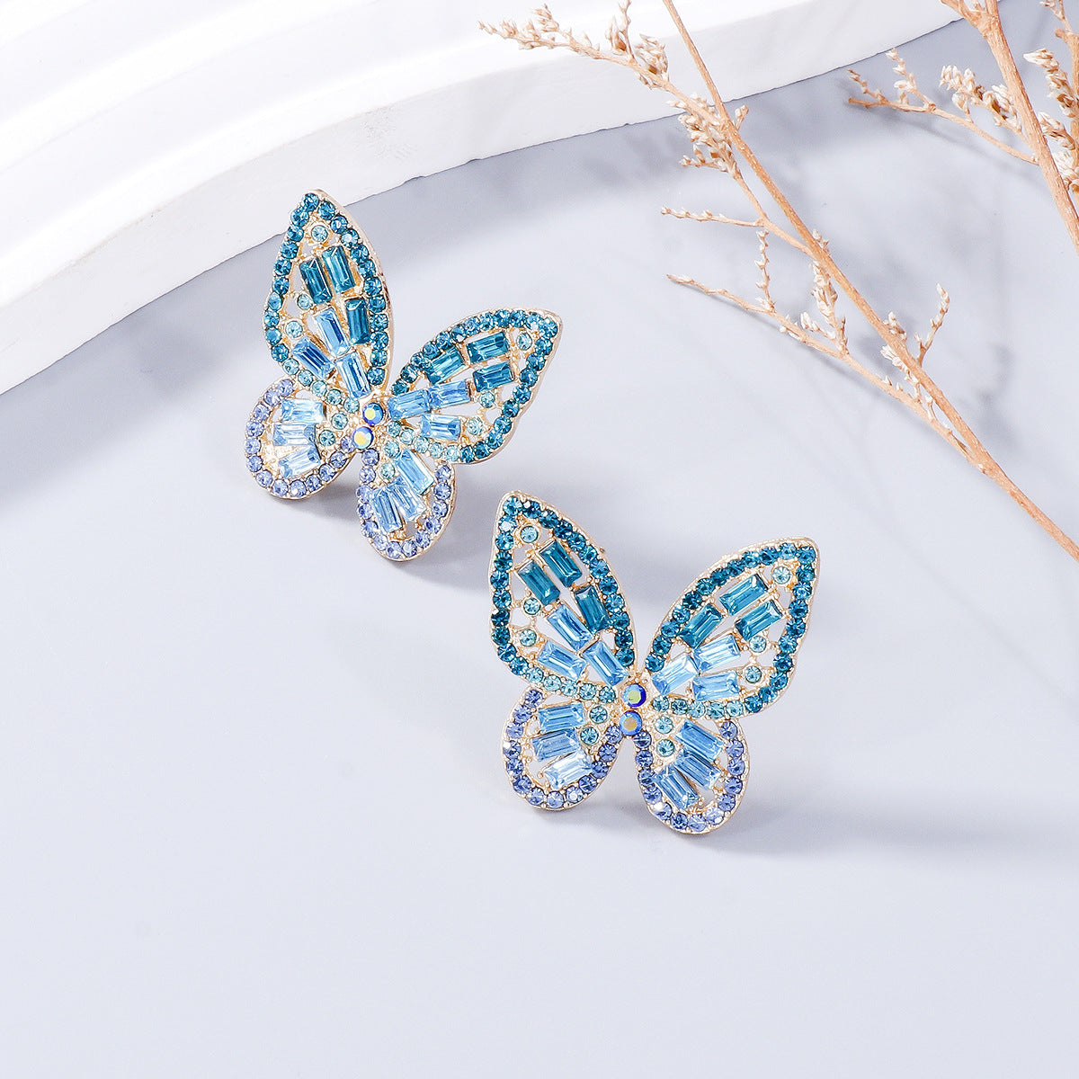 Zephariel Alloy Inlaid Rhinestone Butterfly Earrings