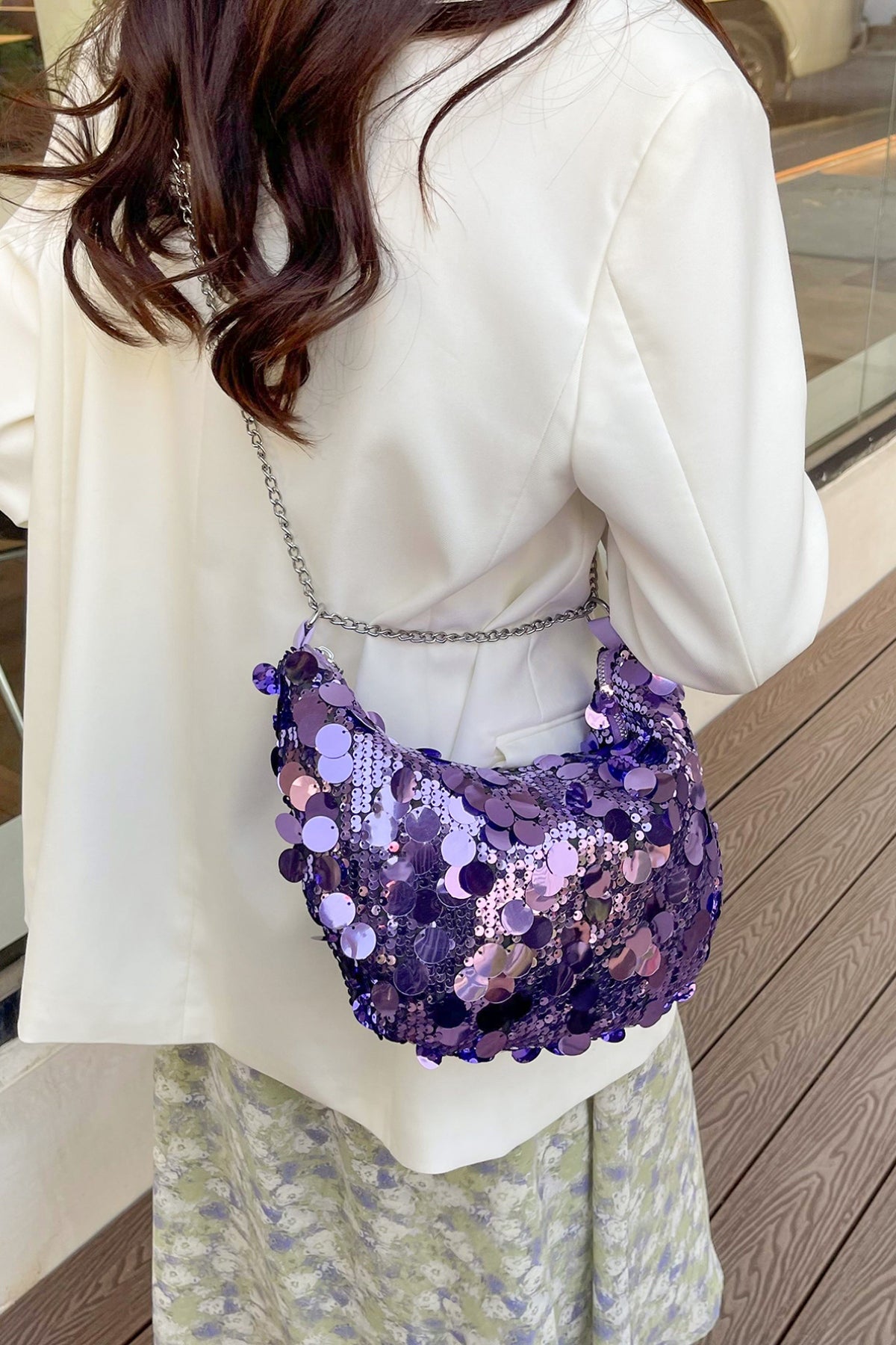 Zephariel Sequin Chain Crossbody Bag