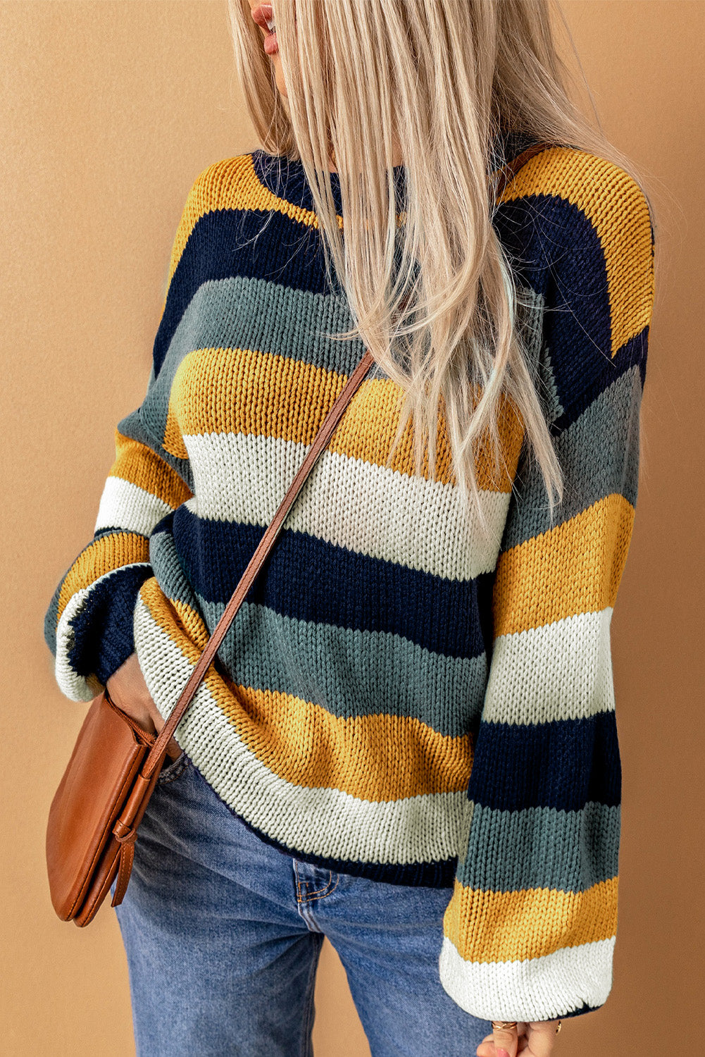 Zephariel Color Block Round Neck Dropped Shoulder Sweater