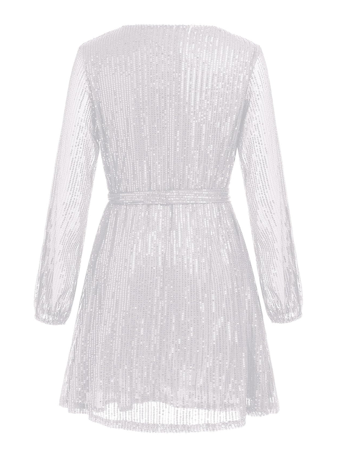 Zephariel Sequin Tie Waist Long Sleeve Mini Dress