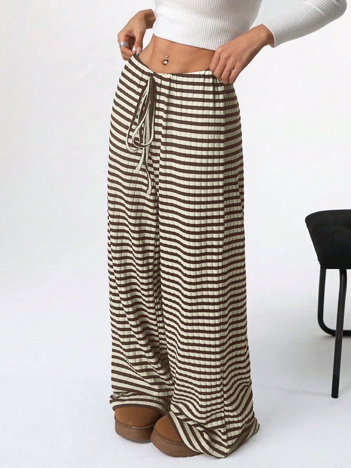 Zephariel Tied Striped Wide Leg Pants