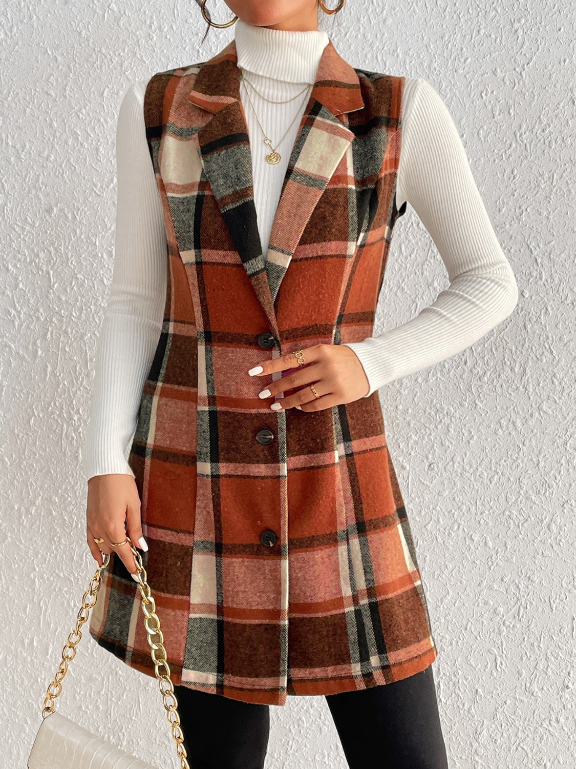 Zephariel Plaid Button Up Vest Coat