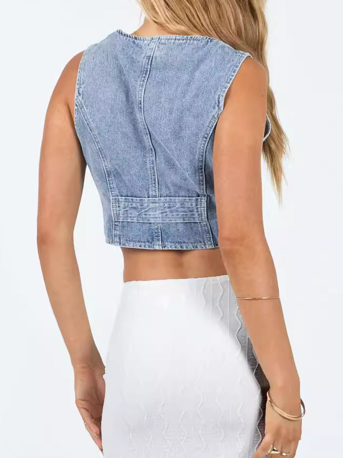 Zephariel Button Up Sleeveless Denim Top