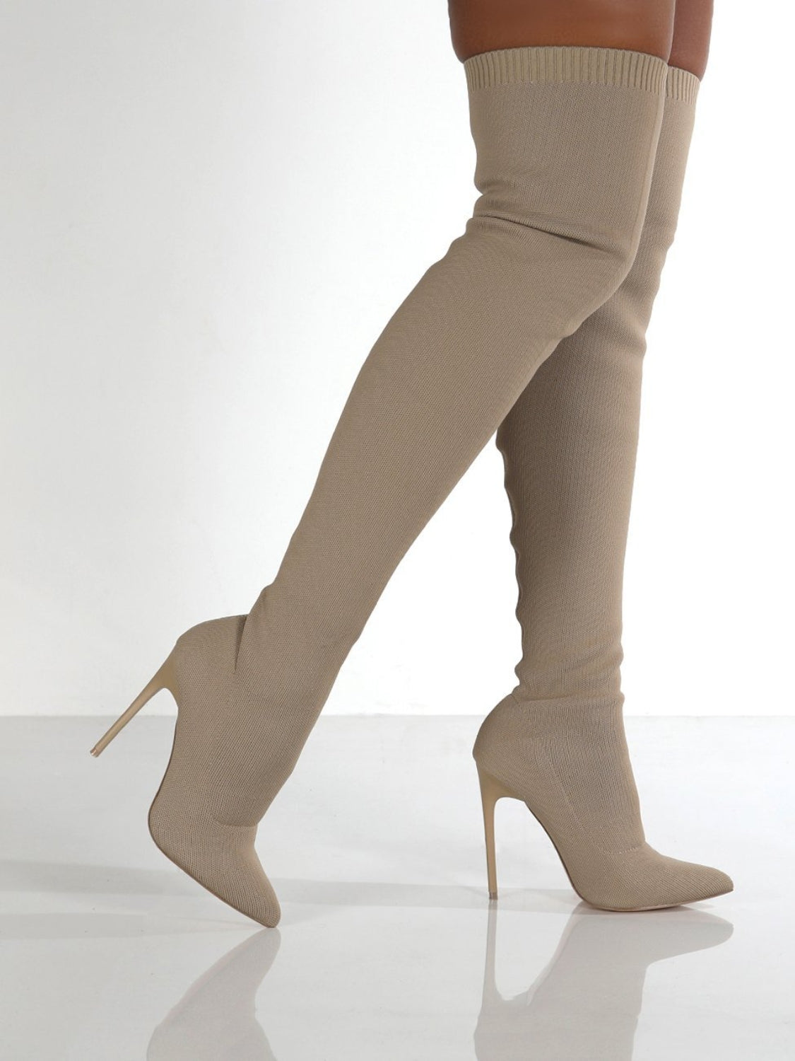 Zephariel Point Toe Over Knee Stiletto Boots