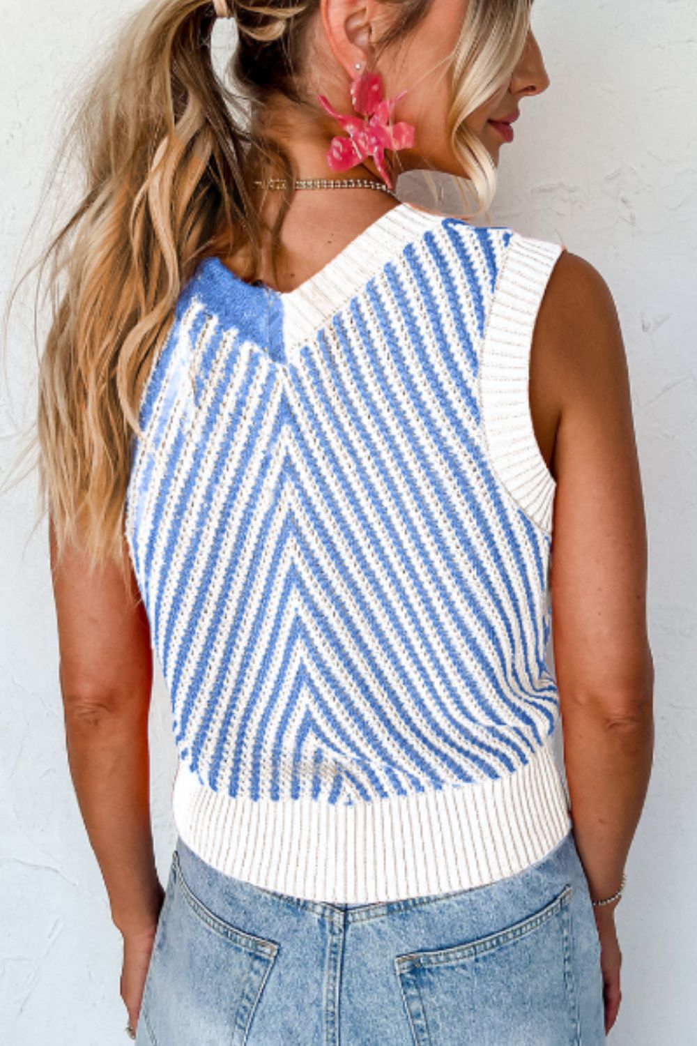 Zephariel Striped Contrast V-Neck Sweater Vest