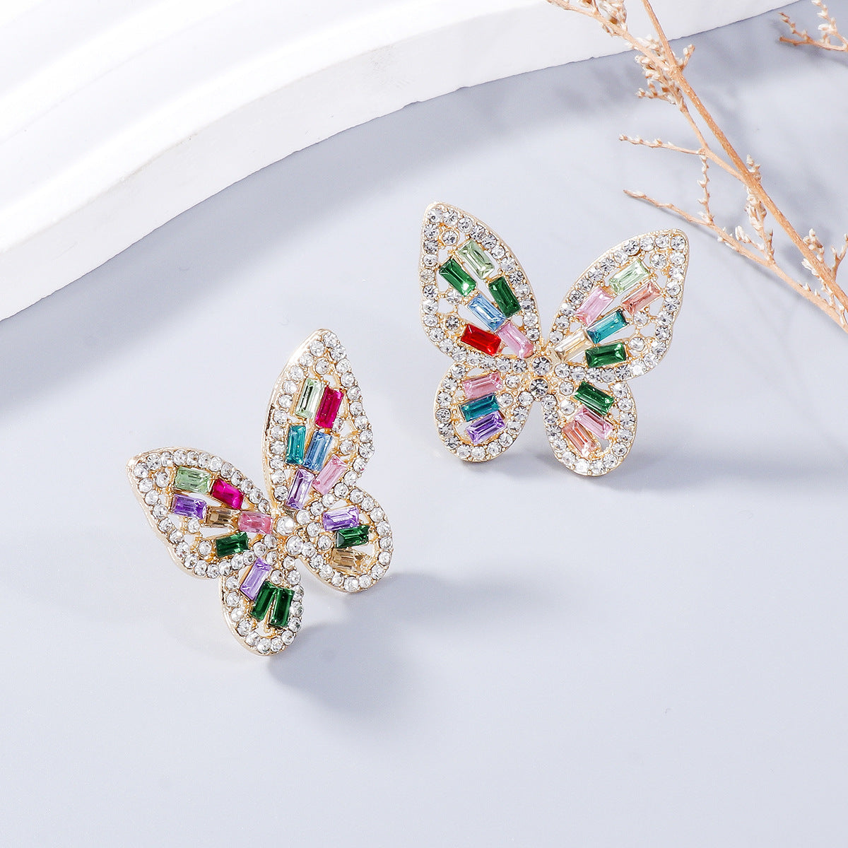 Zephariel Alloy Inlaid Rhinestone Butterfly Earrings