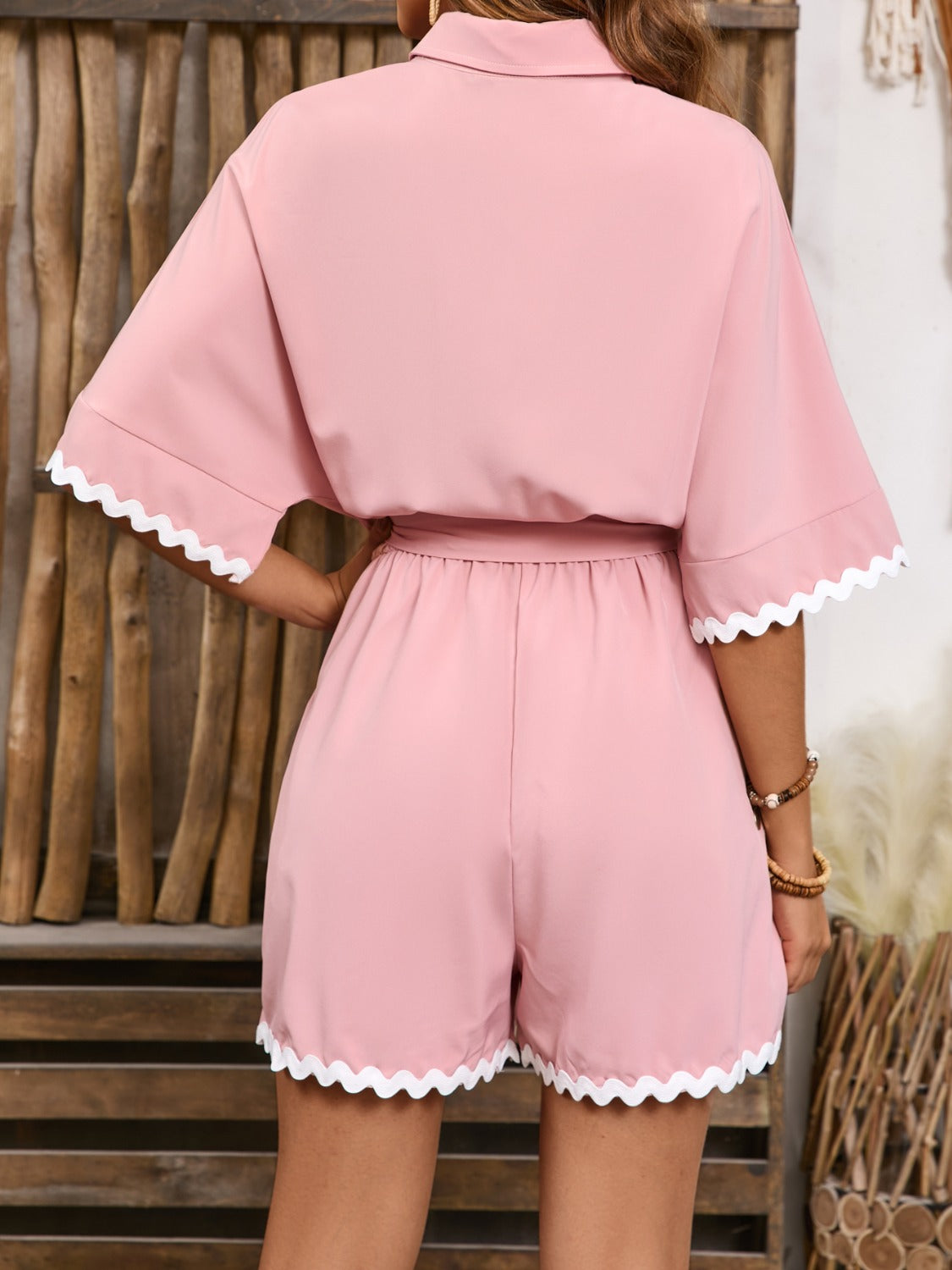 Zephariel Contrast Trim Half Sleeve Romper