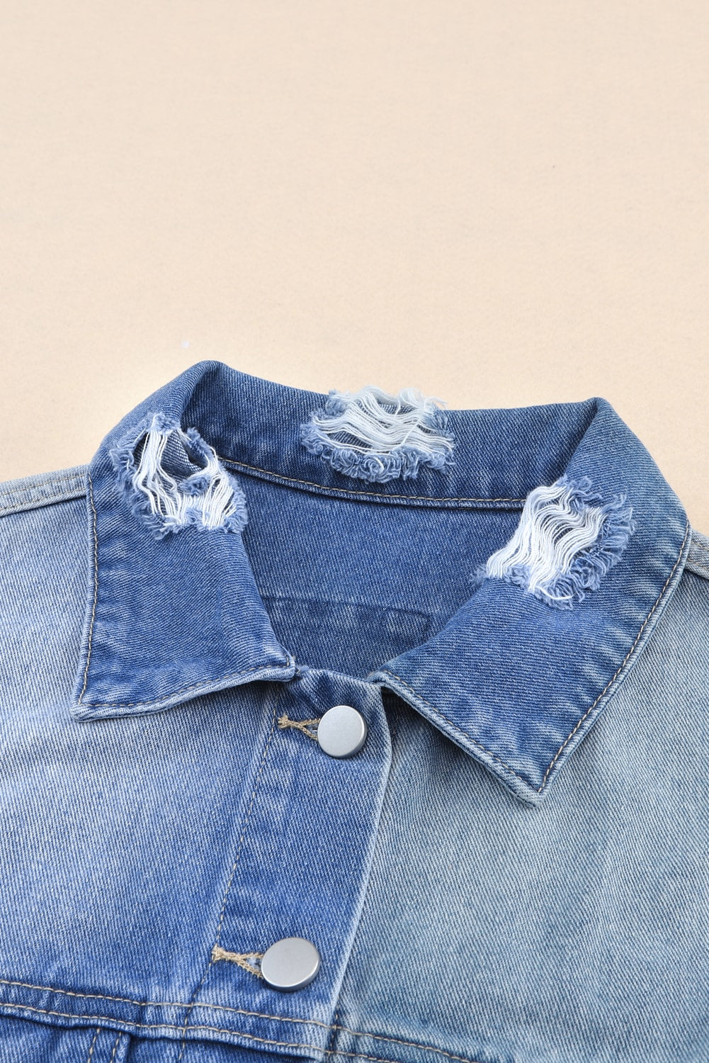 Zephariel Distressed Button Up Drop Shoulder Denim Jacket