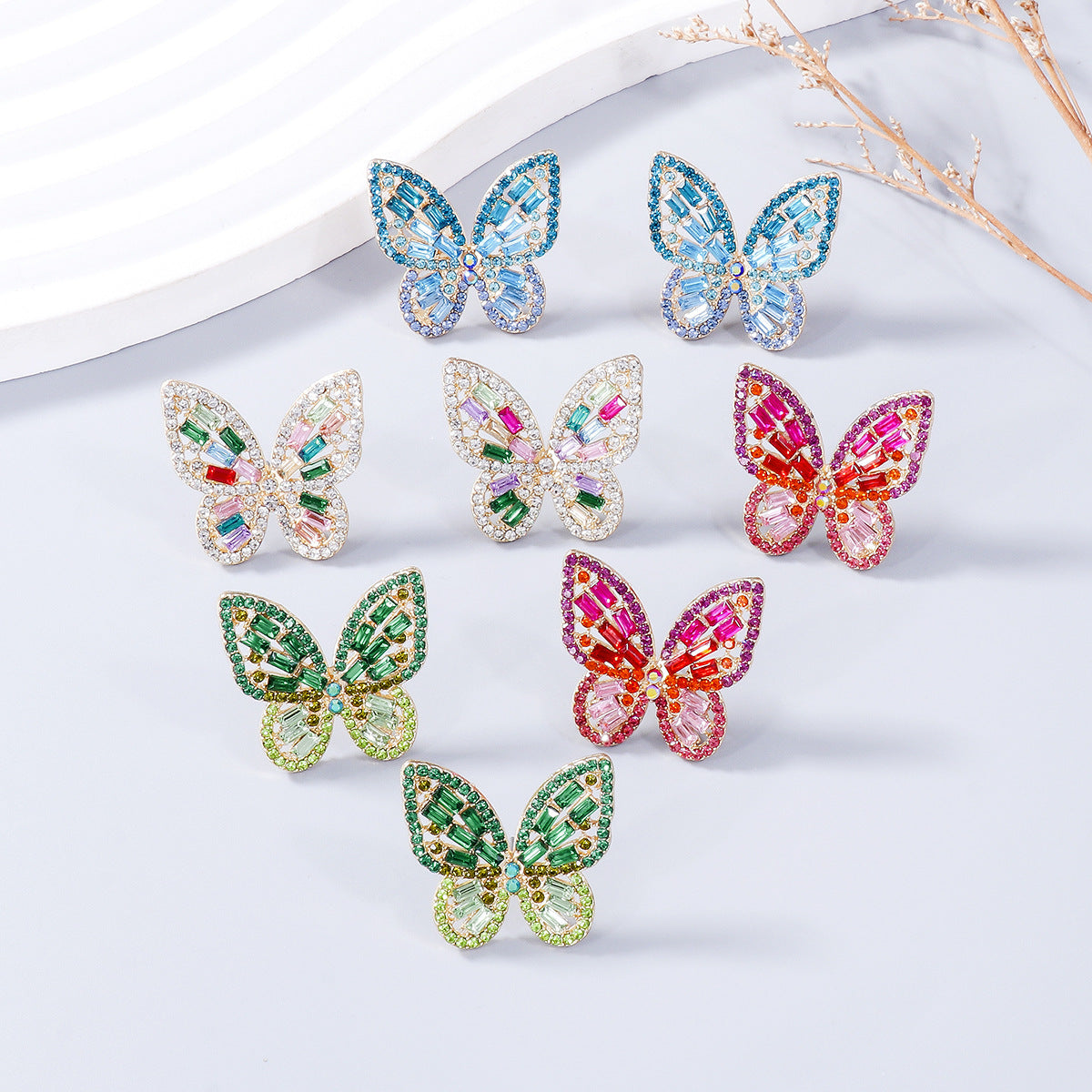 Zephariel Alloy Inlaid Rhinestone Butterfly Earrings