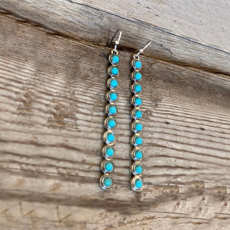 Zephariel Artificial Turquoise Alloy Bar Earrings