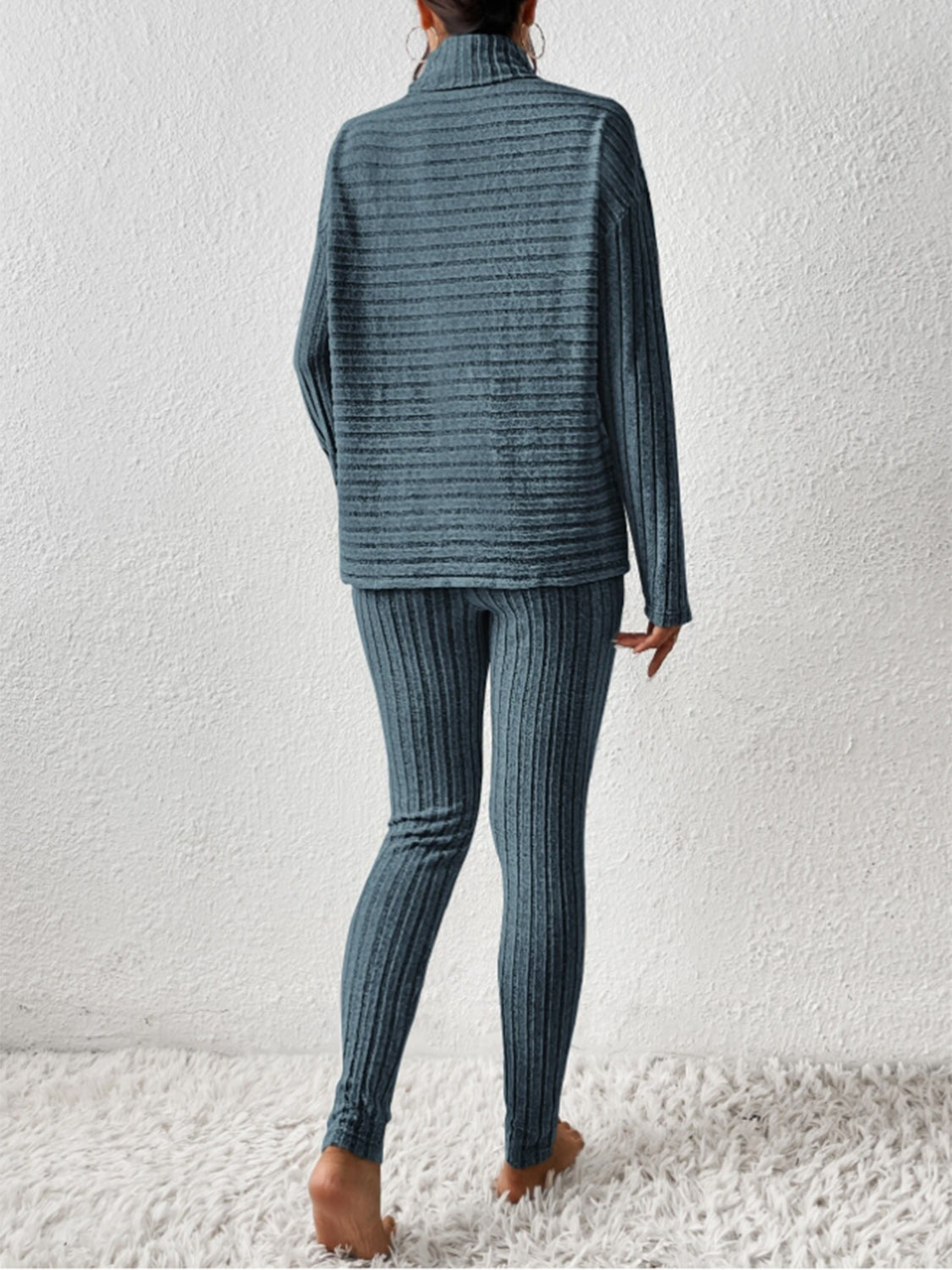 Zephariel Ribbed Turtleneck Top and Pants Set