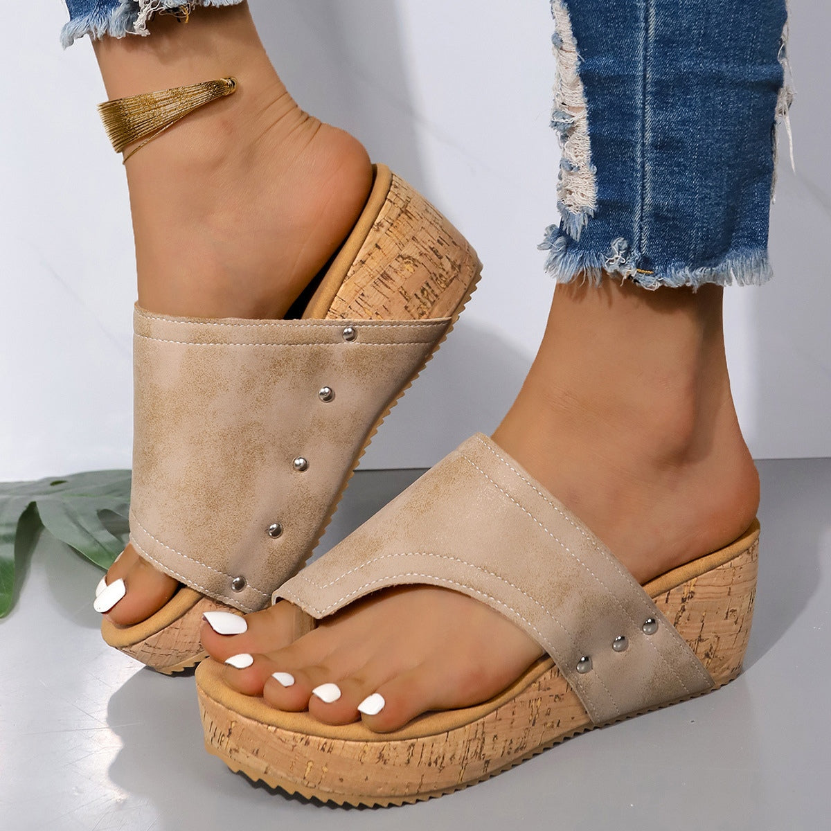 Zephariel PU Leather Wedge Sandals