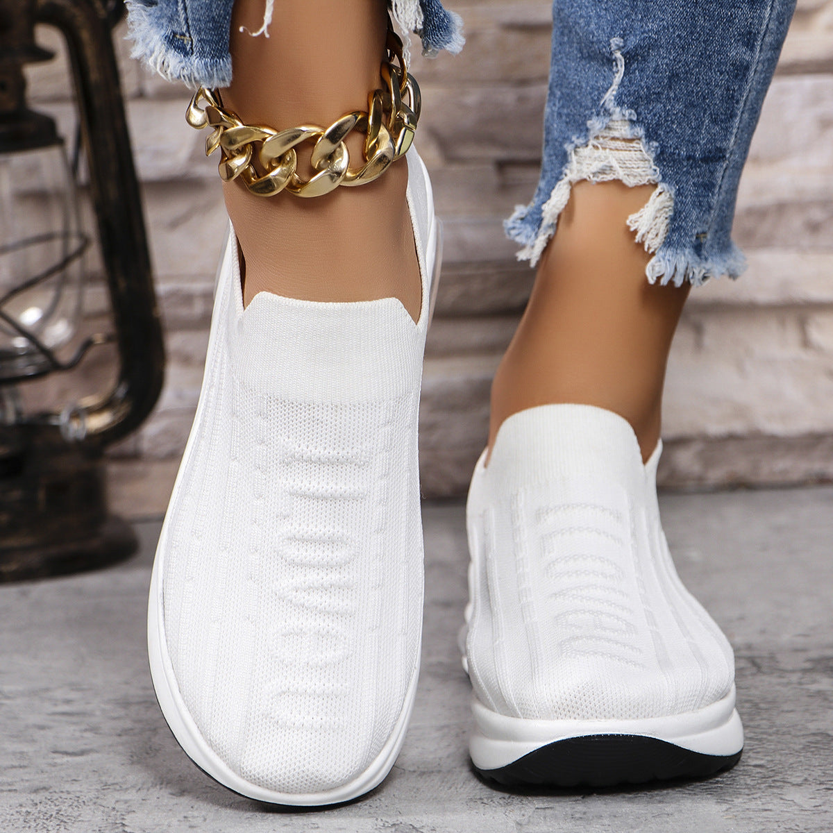 Zephariel Round Toe Knit Detail Slip On