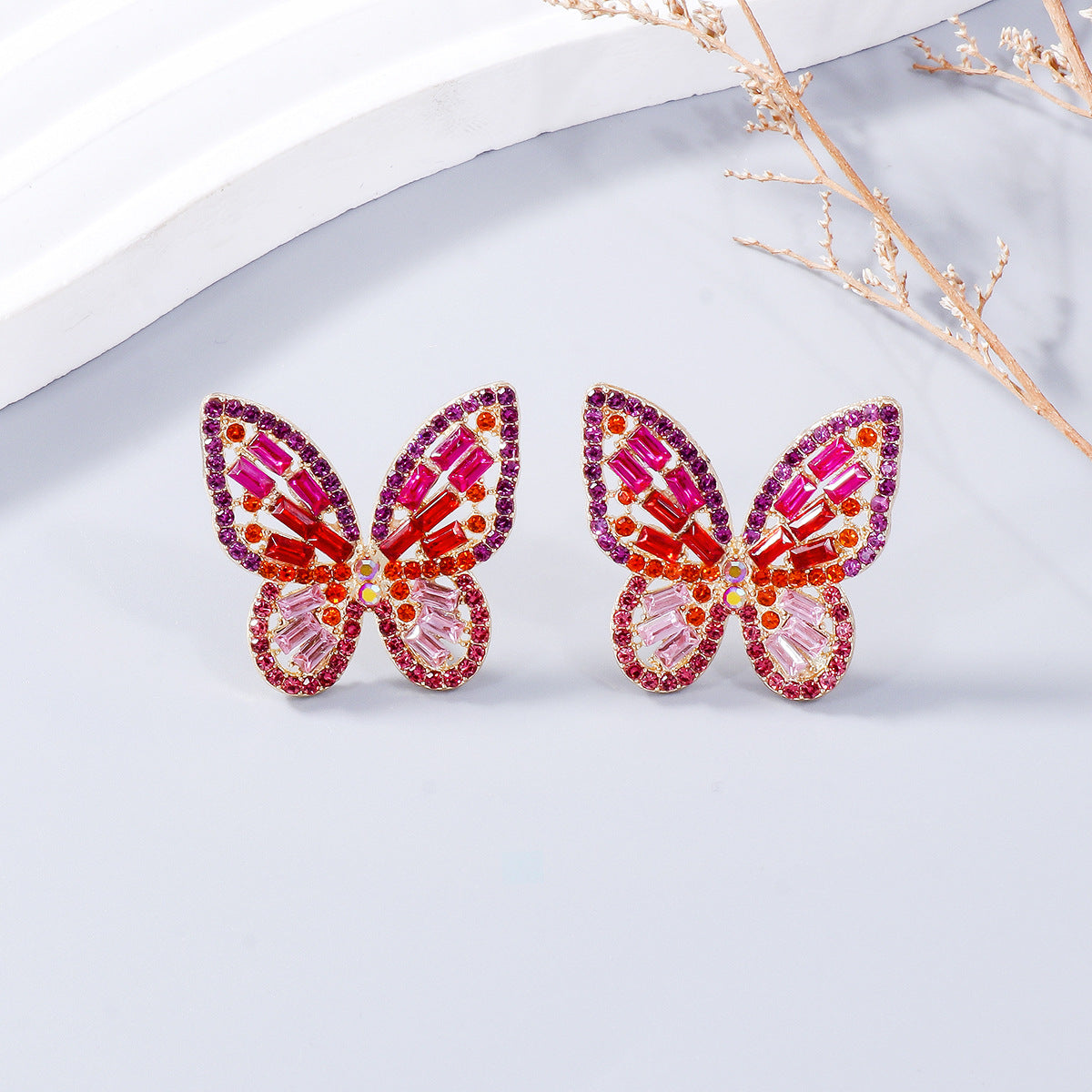 Zephariel Alloy Inlaid Rhinestone Butterfly Earrings