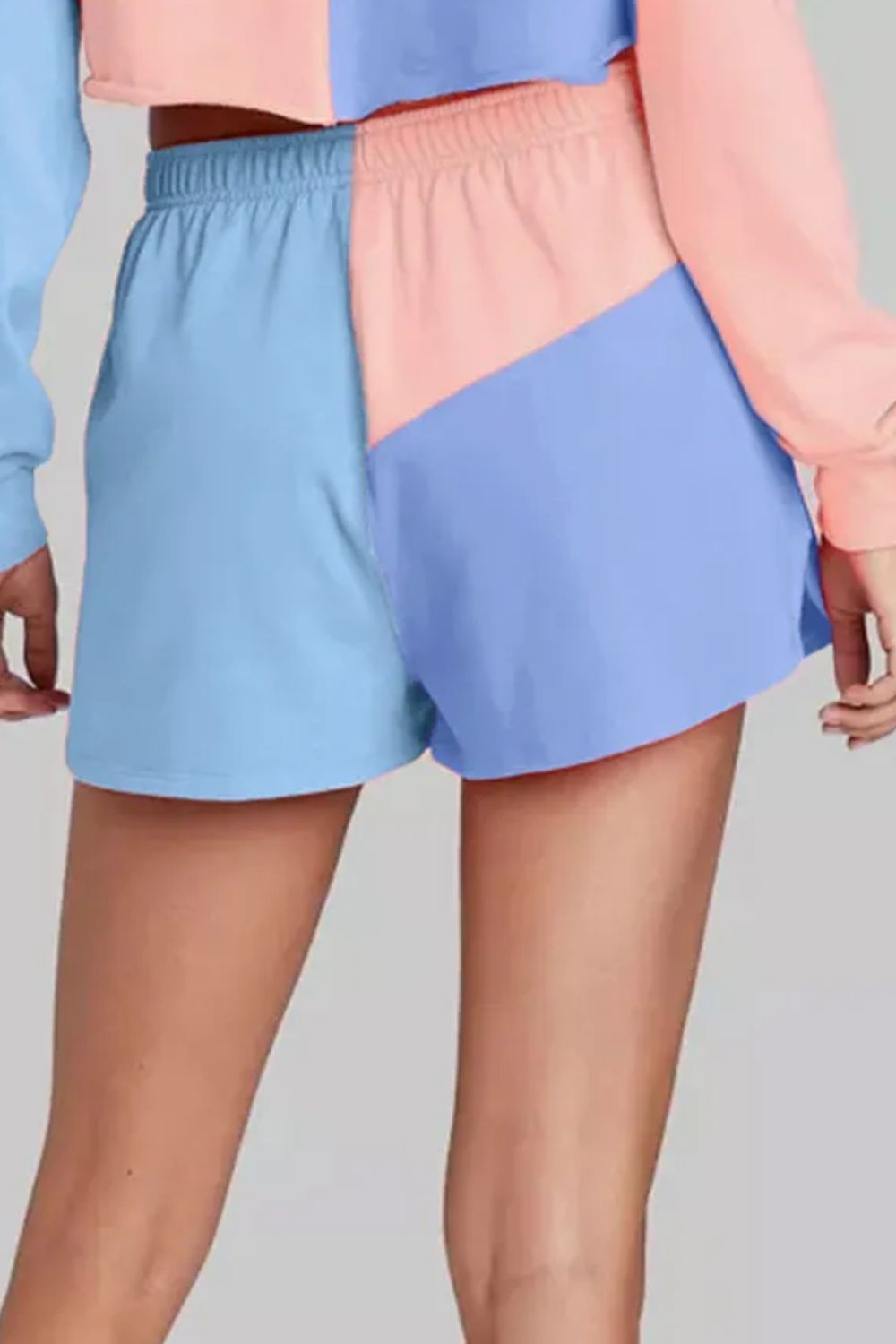 Zephariel Color Block Round Neck Top and Shorts Set