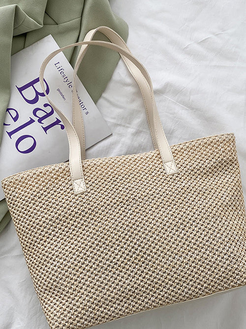 Zephariel Solid Color Woven Tote Bag