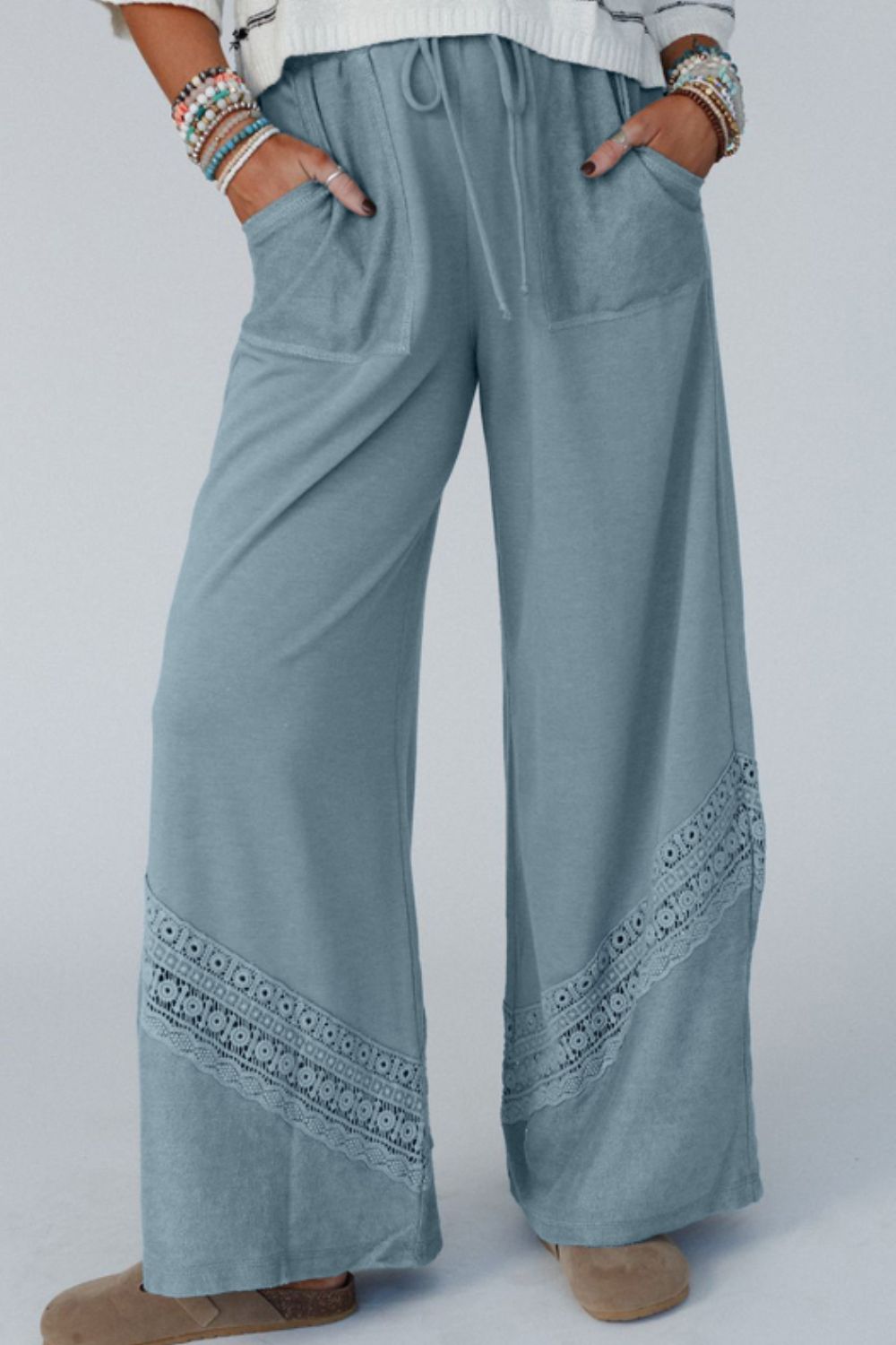 Zephariel Lace Detail Wide Leg Pants