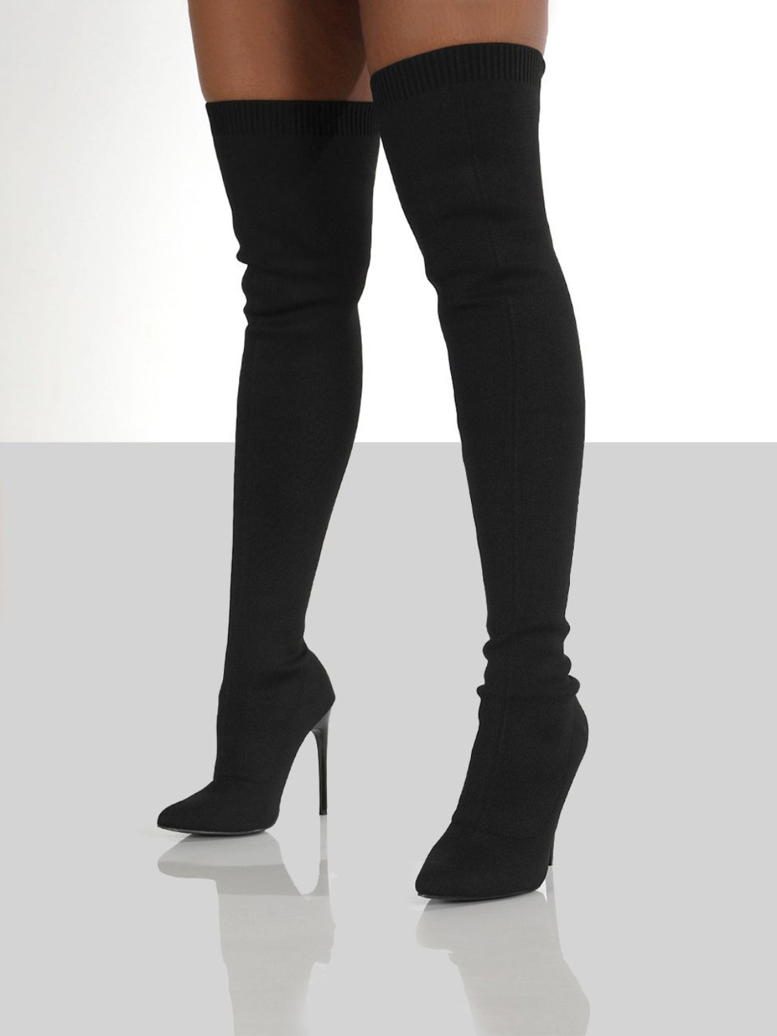 Zephariel Point Toe Over Knee Stiletto Boots