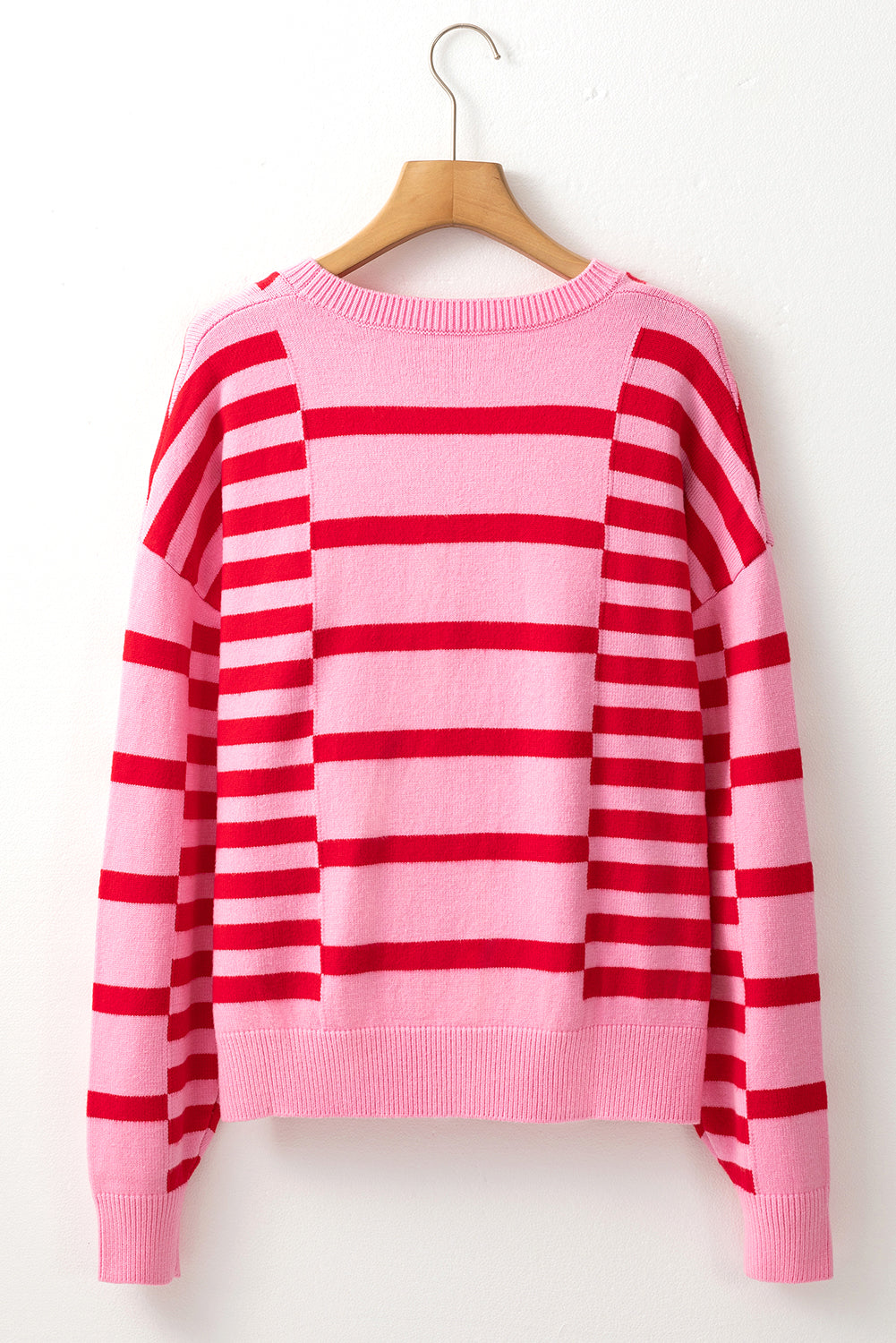 Zephariel Striped Round Neck Dropped Shoulder Sweater