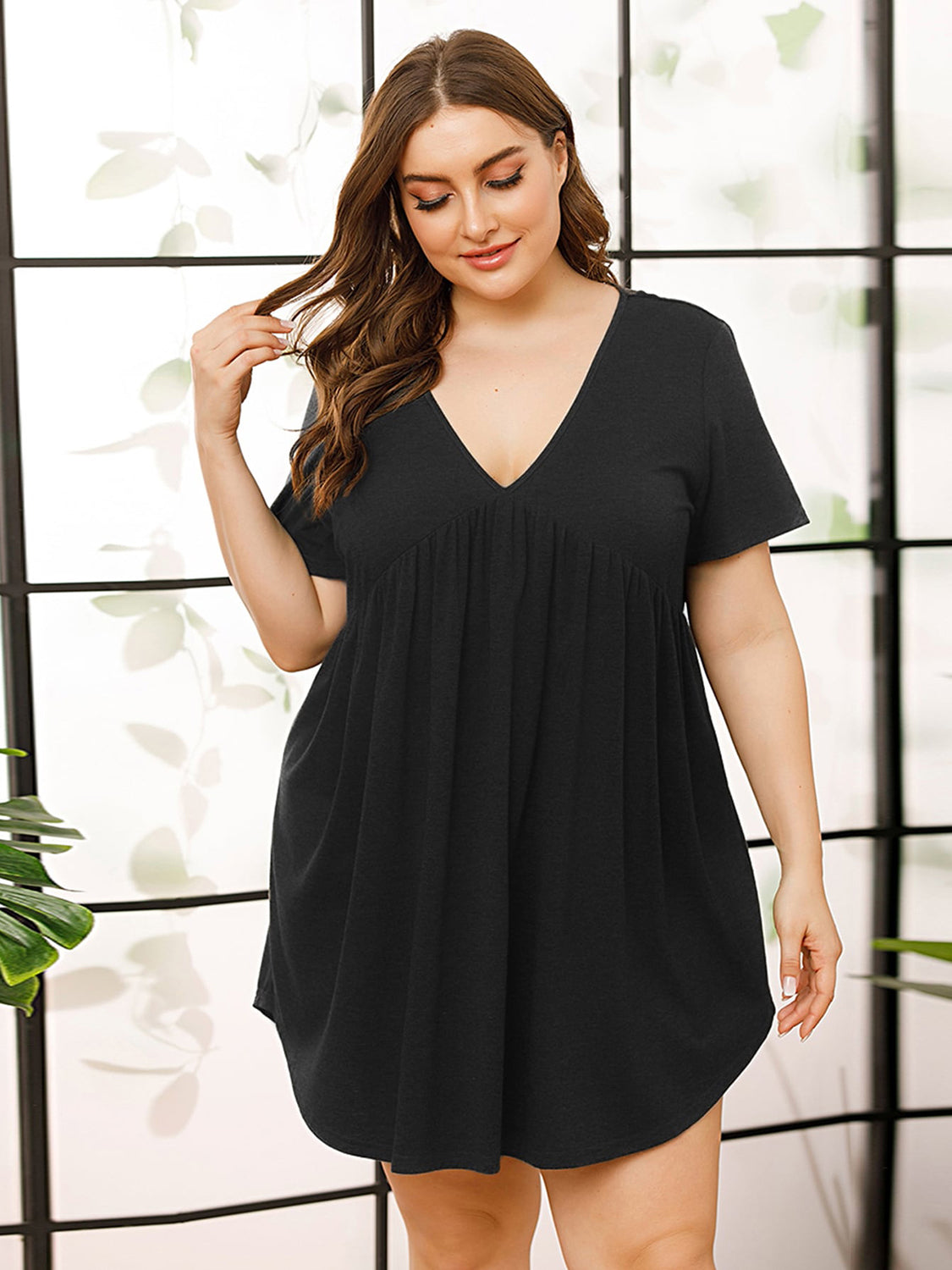 Zephariel V-Neck Short Sleeve Lounge Dress