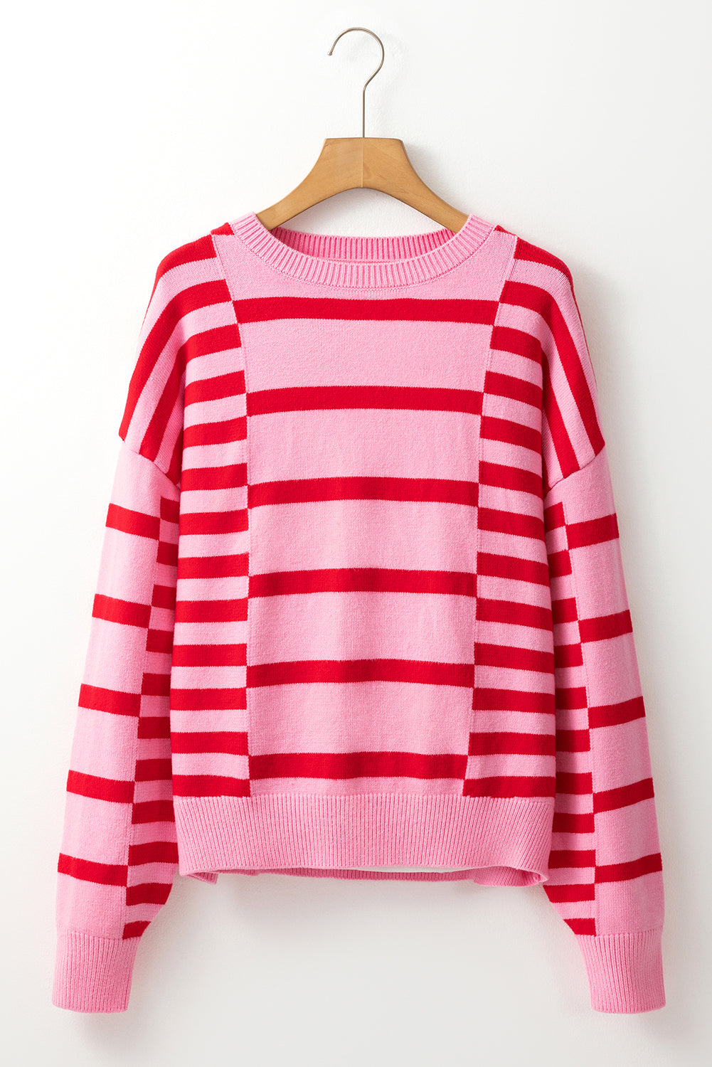 Zephariel Striped Round Neck Dropped Shoulder Sweater