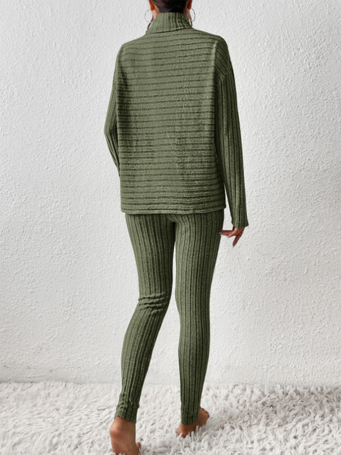 Zephariel Ribbed Turtleneck Top and Pants Set